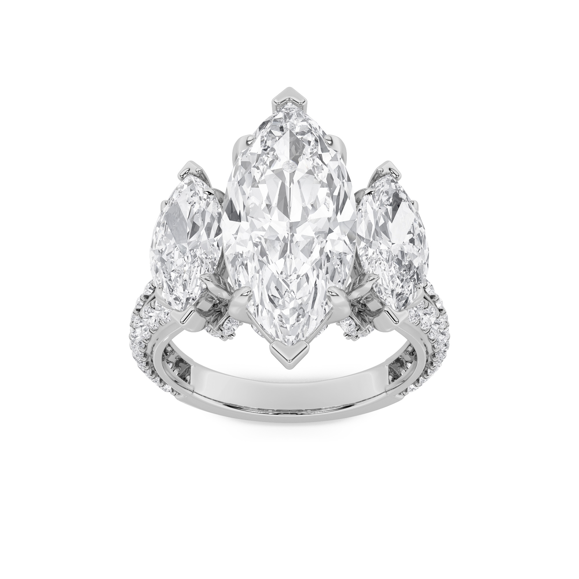 7.75 CT Marquise Diamond Ring in 14K White Gold