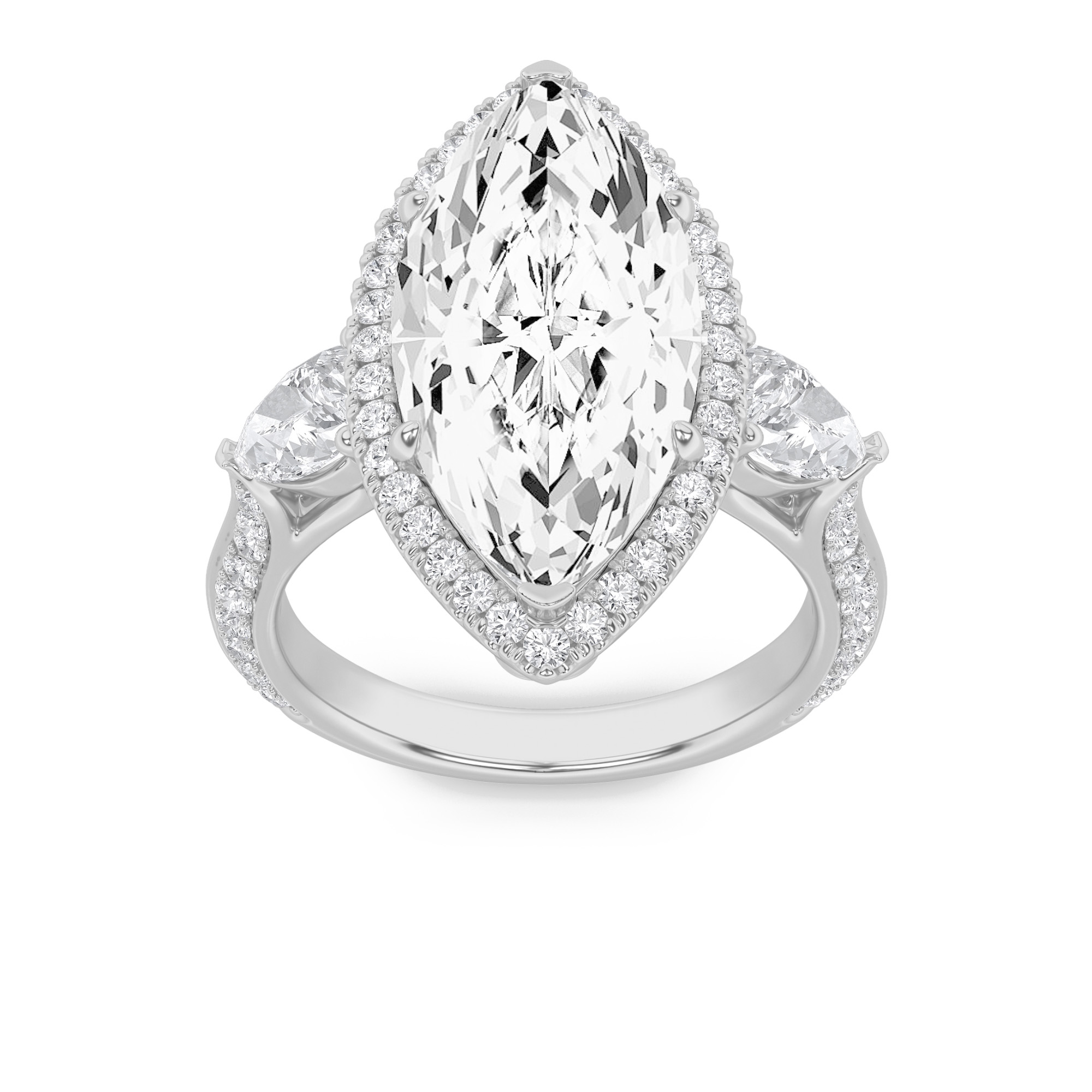 6.50 CT Marquise Diamond Ring in 14K White Gold
