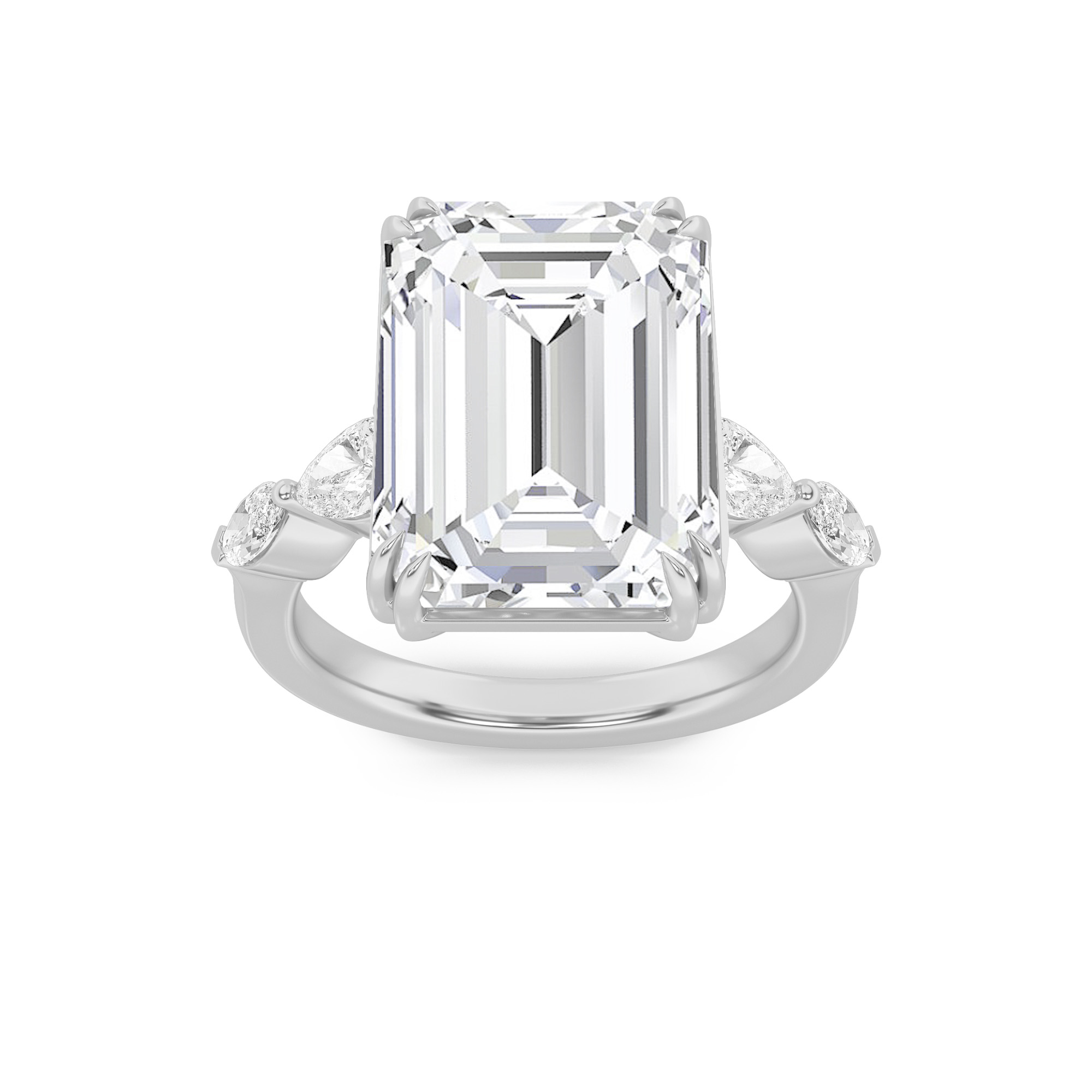 8.50 CT Emerald Diamond Ring in 14K White Gold