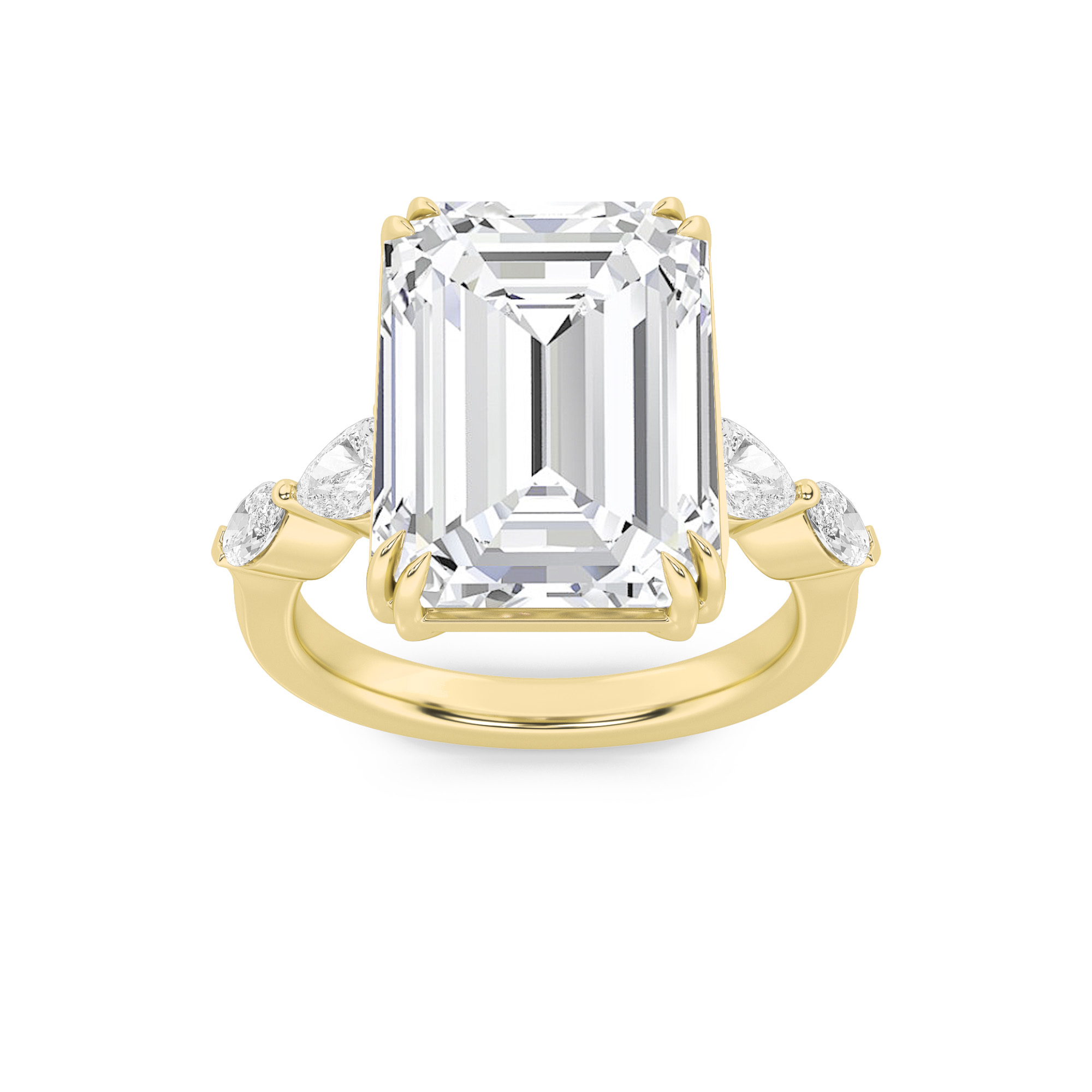 8.50 CT Emerald Diamond Ring in 14K Yellow Gold