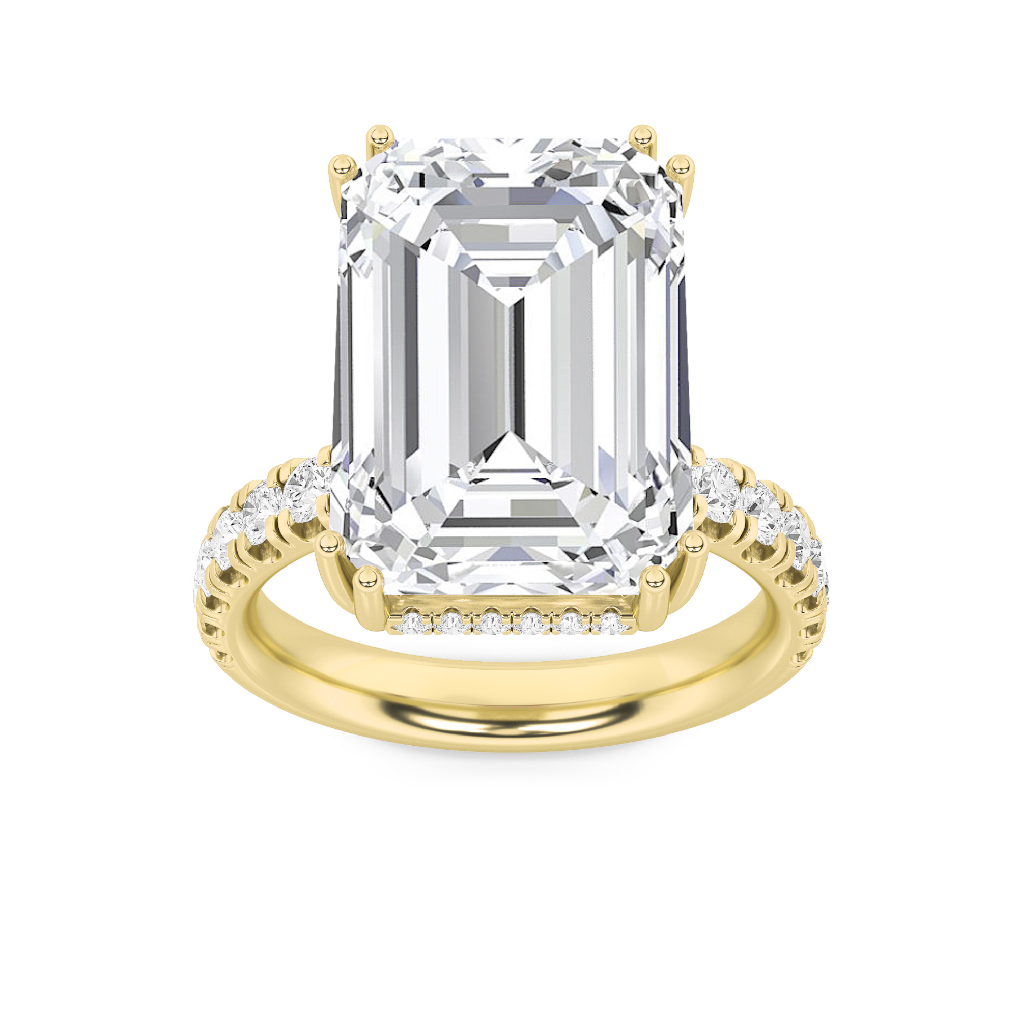 10.25 CT Emerald Diamond Ring in 14K Yellow Gold