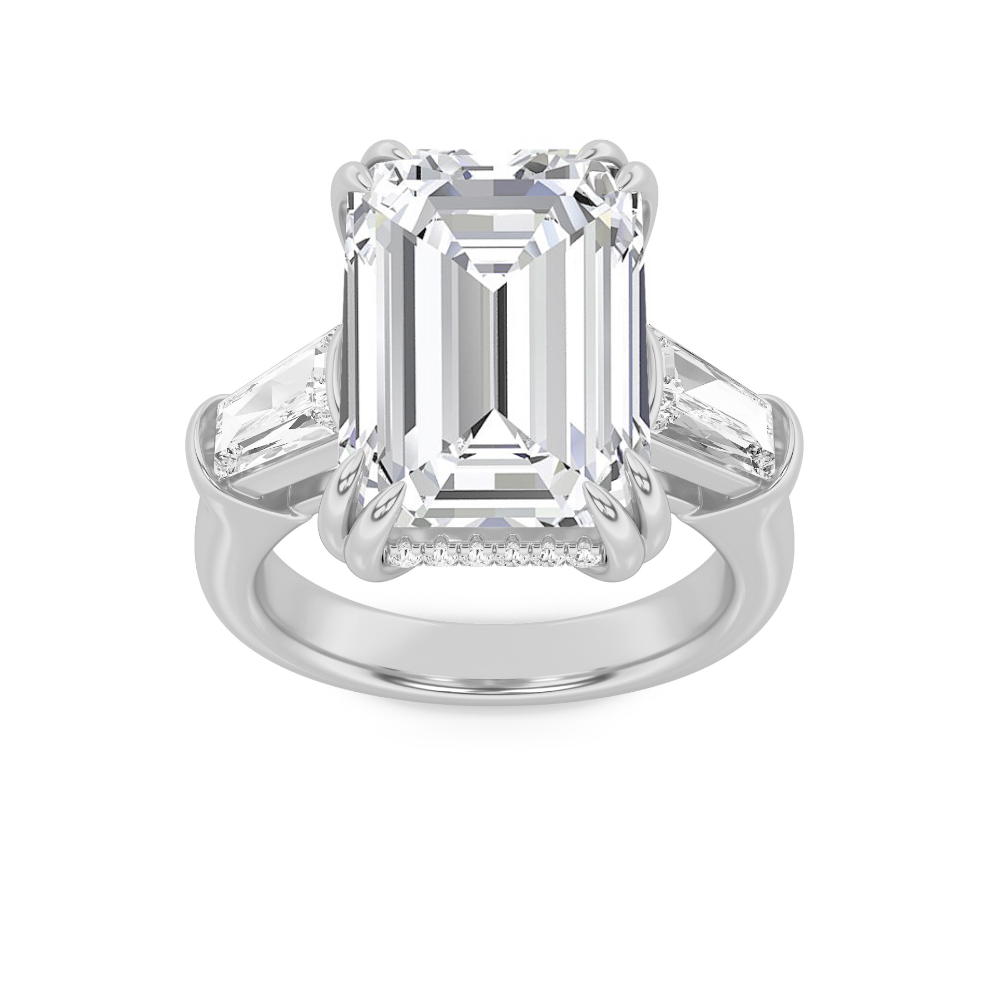 9.00 CT Emerald Diamond Ring in 14K White Gold