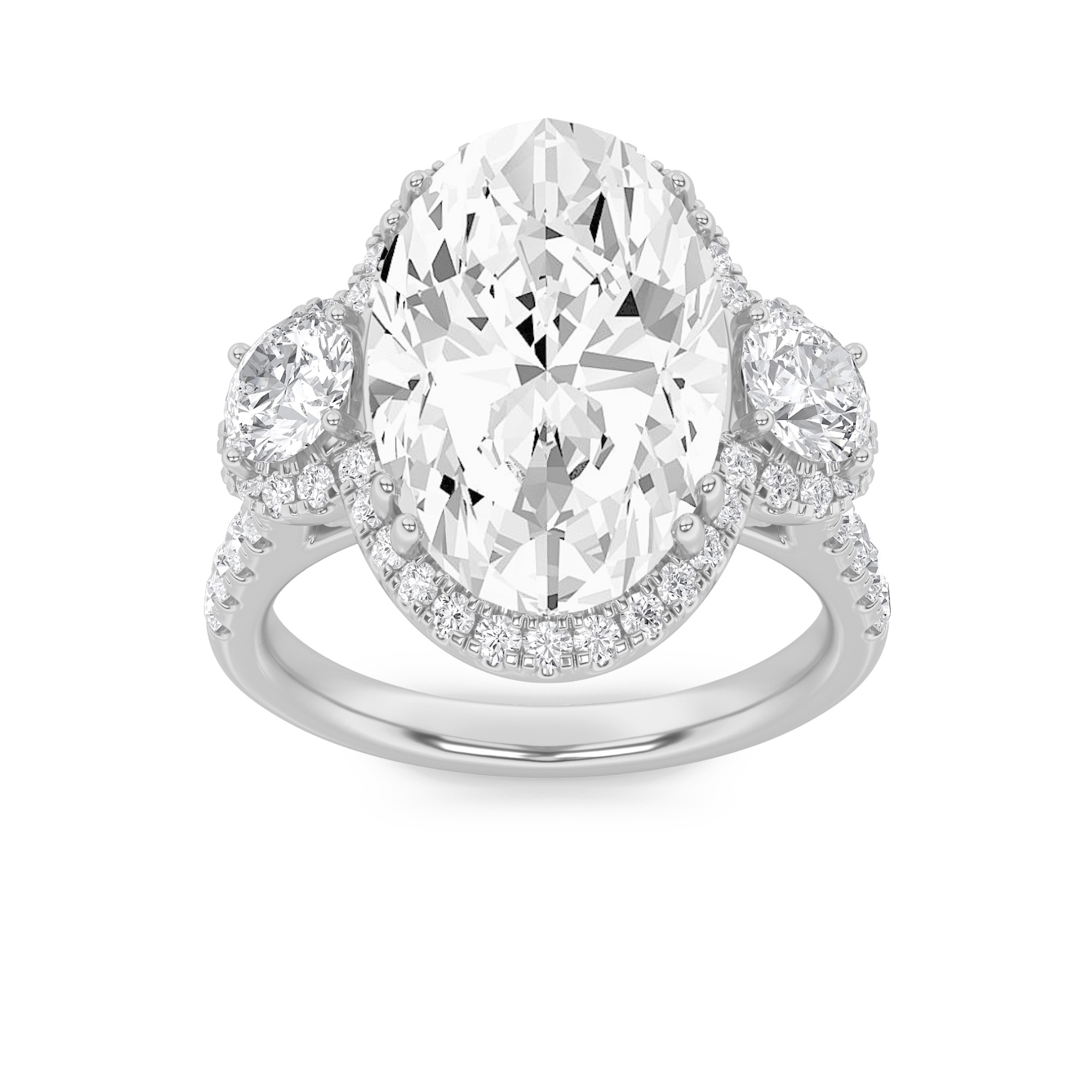 7.50 CT Oval Diamond Ring in 14K White Gold