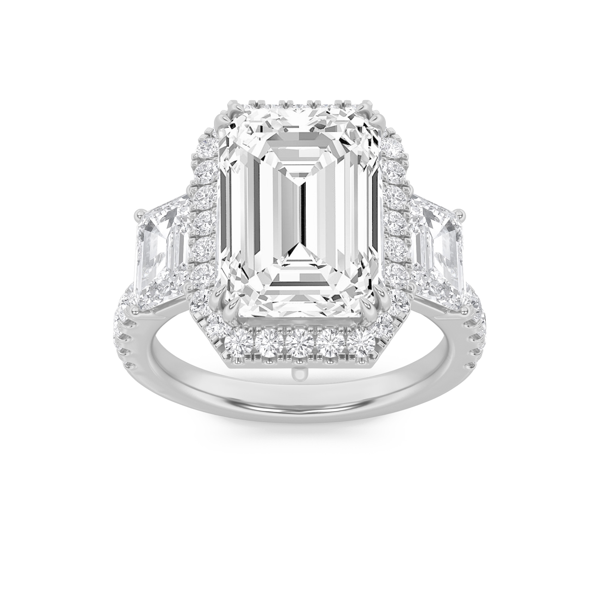 7.00 CT Emerald Diamond Ring in 14K White Gold