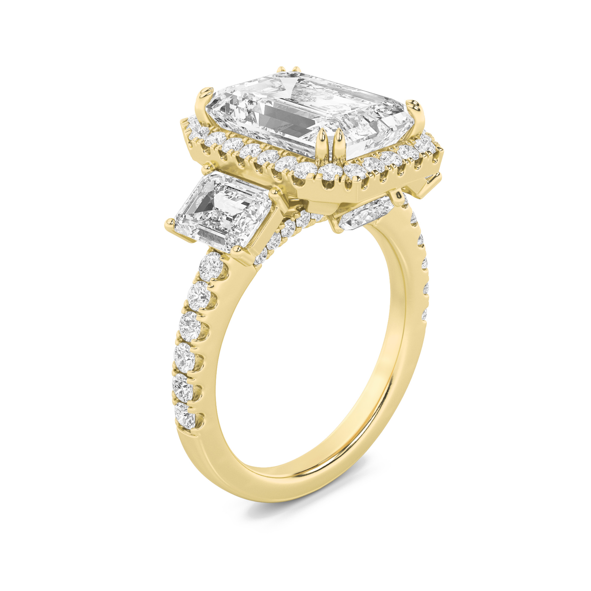 7.00 CT Radiant Diamond Ring in 14K Yellow Gold