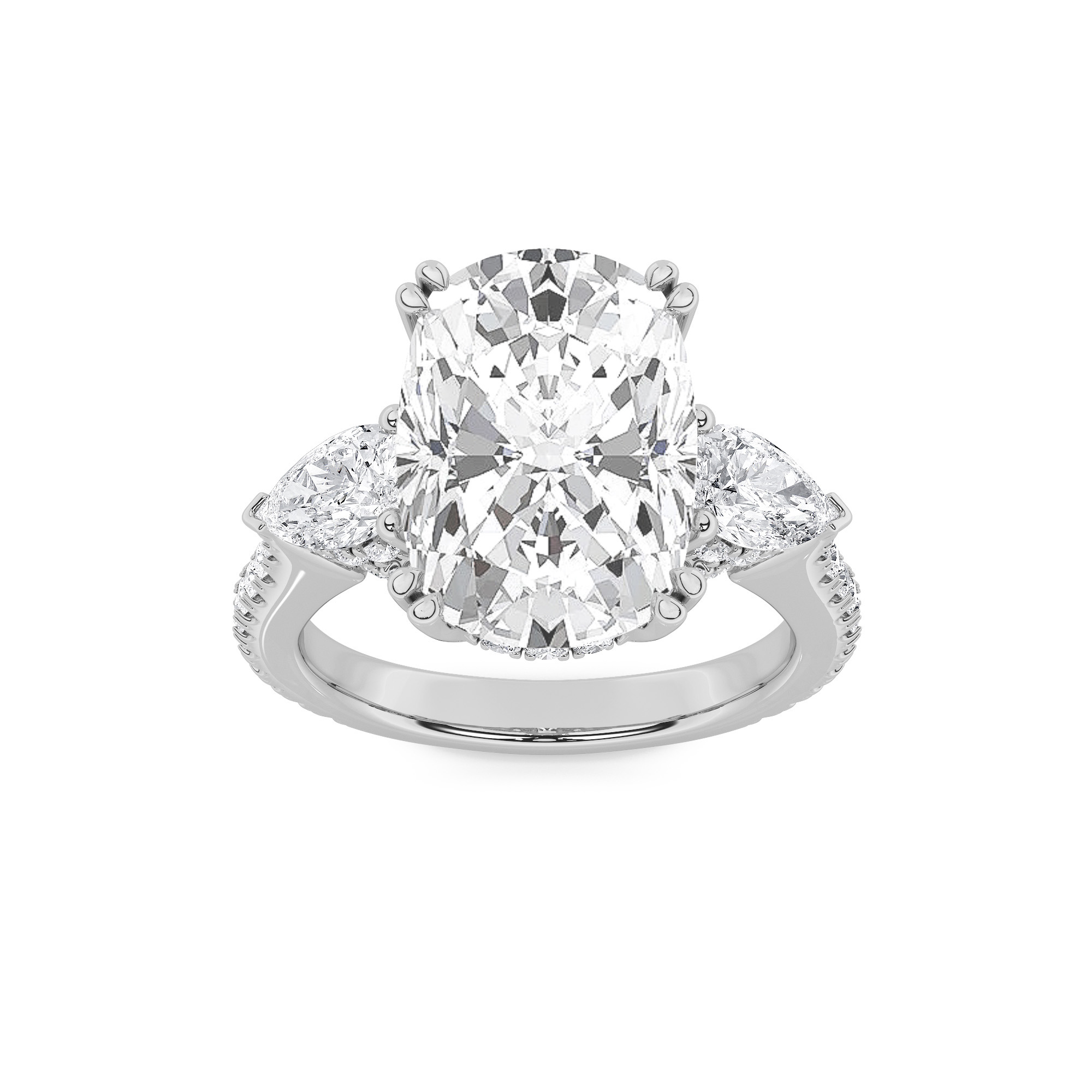 6.50 CT Cushion Diamond Ring in 14K White Gold
