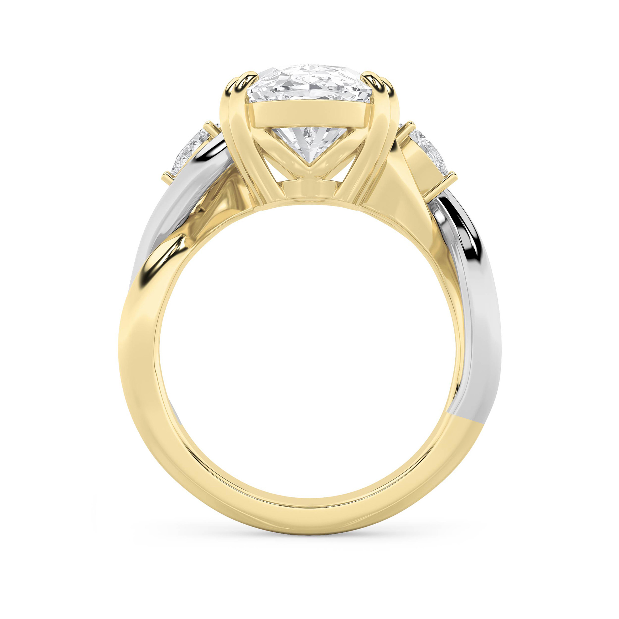 Bold Accented Engagement Ring  with Oval Shaped Lab Grown Diamond (F/VS) in 14K Gold view 4