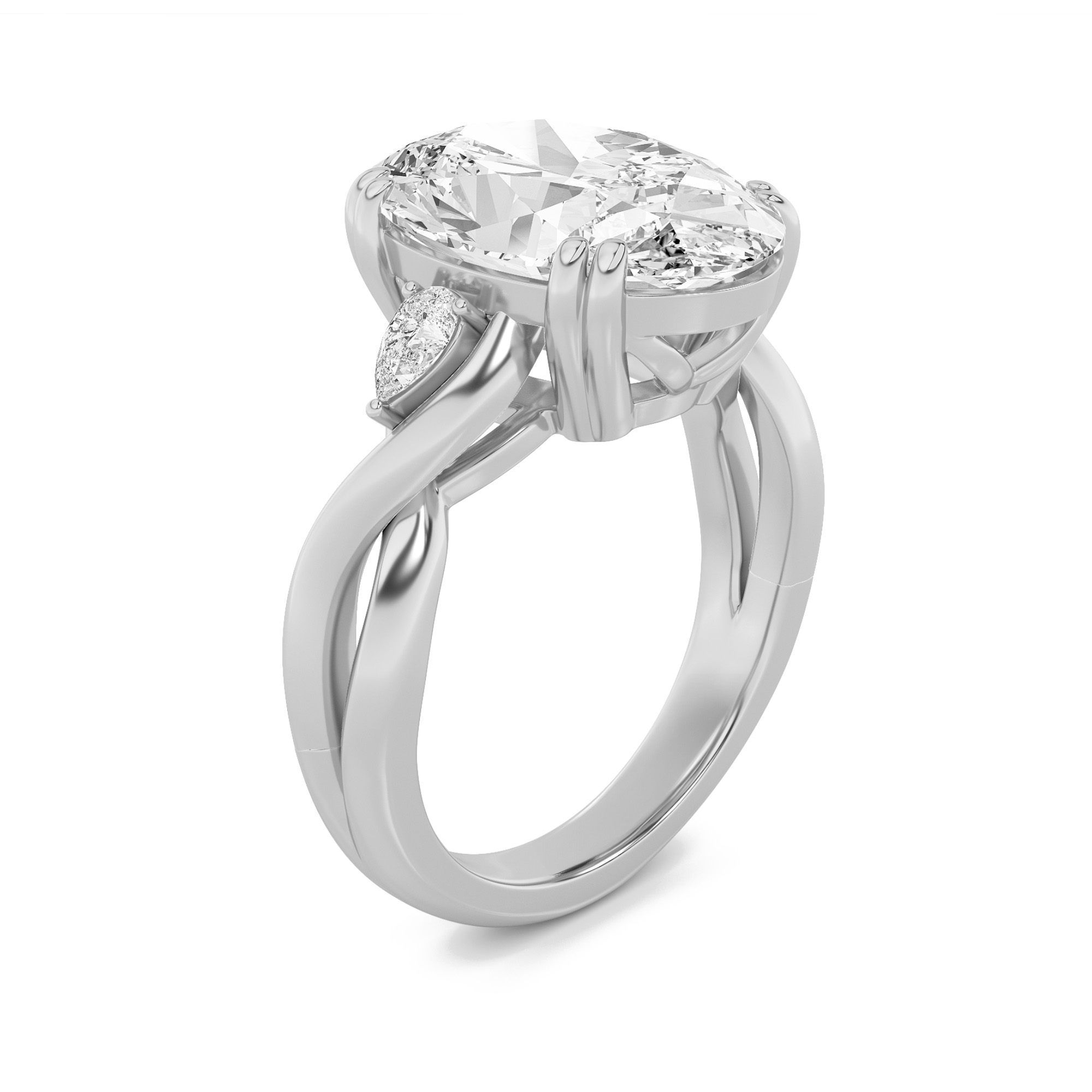 6.25 CT Oval Diamond Ring in 14K White Gold