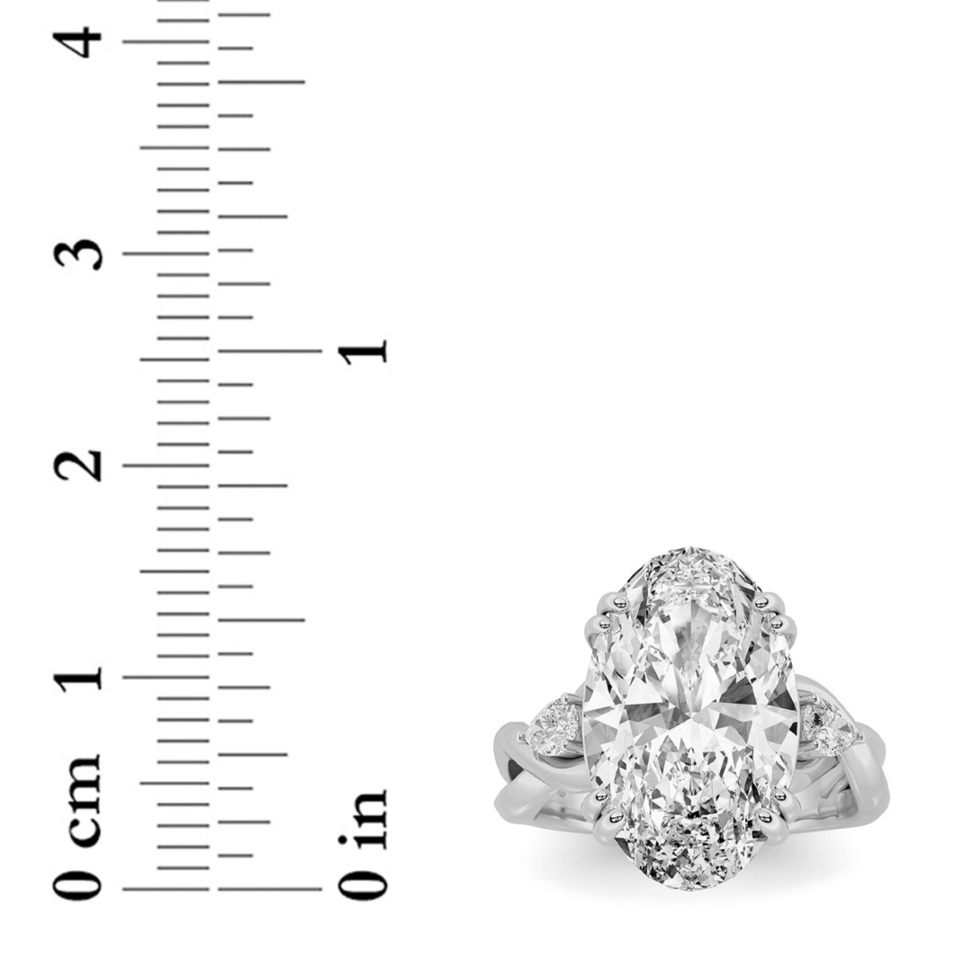 Bold Accented Engagement Ring  with Oval Shaped Lab Grown Diamond (F/VS) in 14K Gold view 5