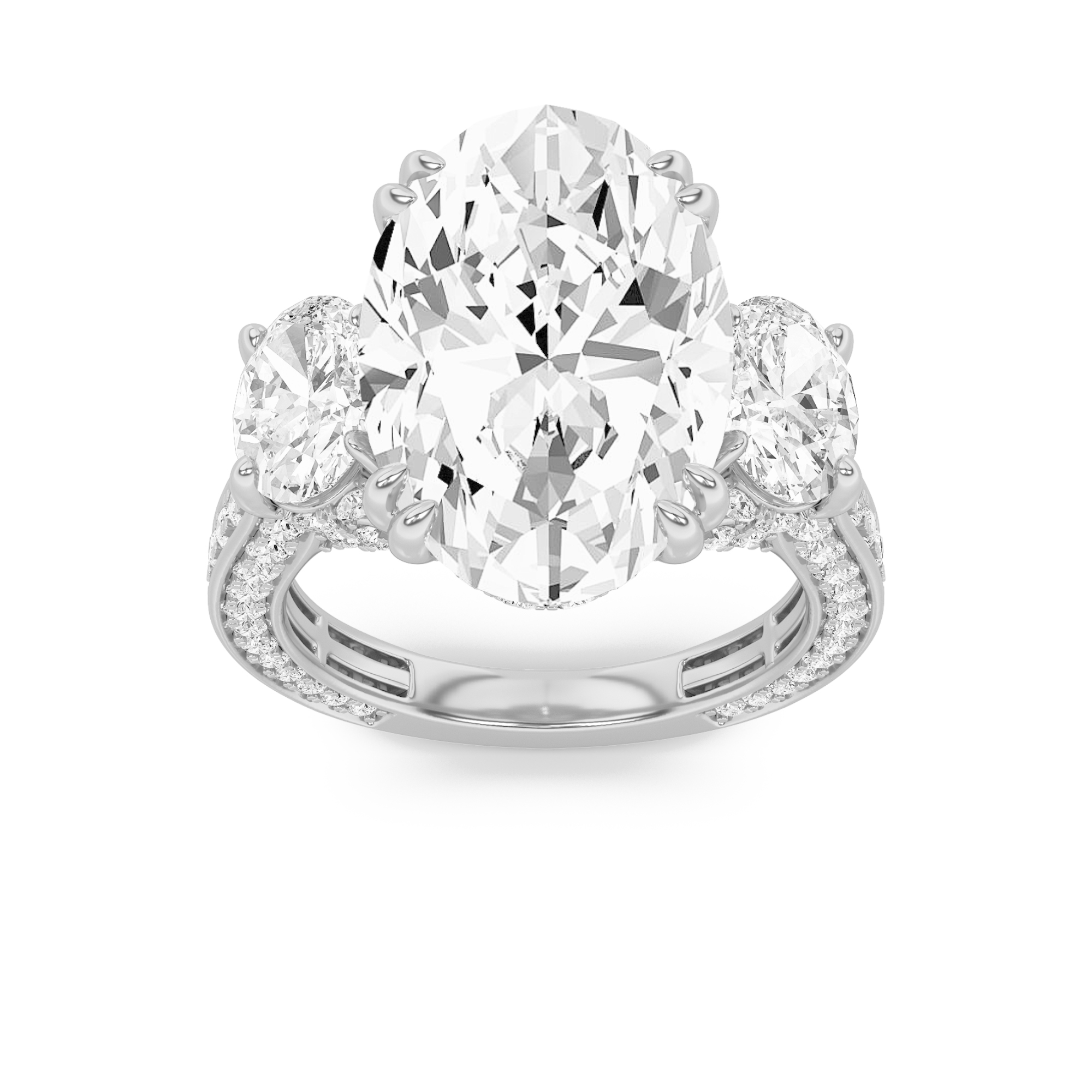 9.00 CT Oval Diamond Ring in 14K White Gold