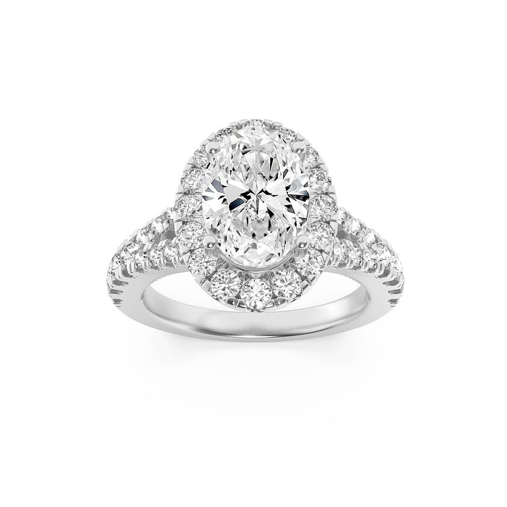 2.50 CT Oval Diamond Ring in 14K White Gold