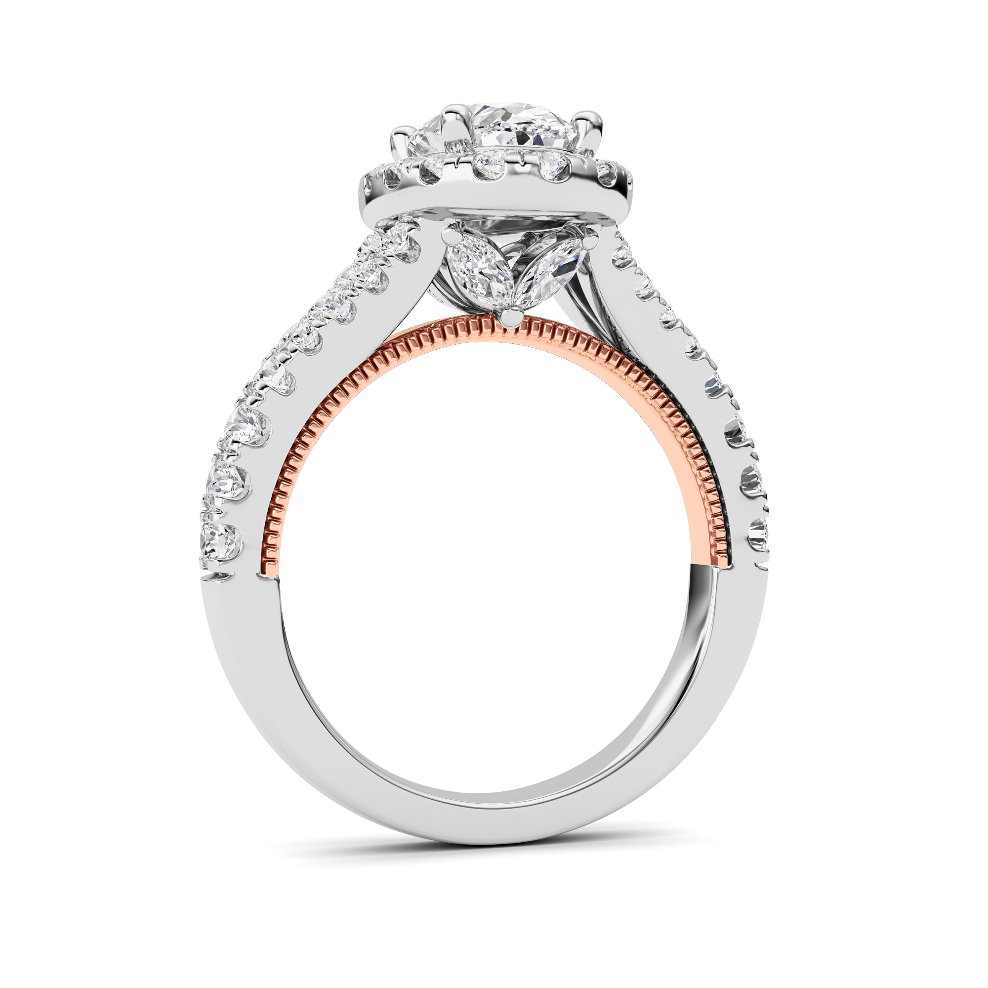Knife Edge Shank Oval Solitaire Engagement Ring view 4