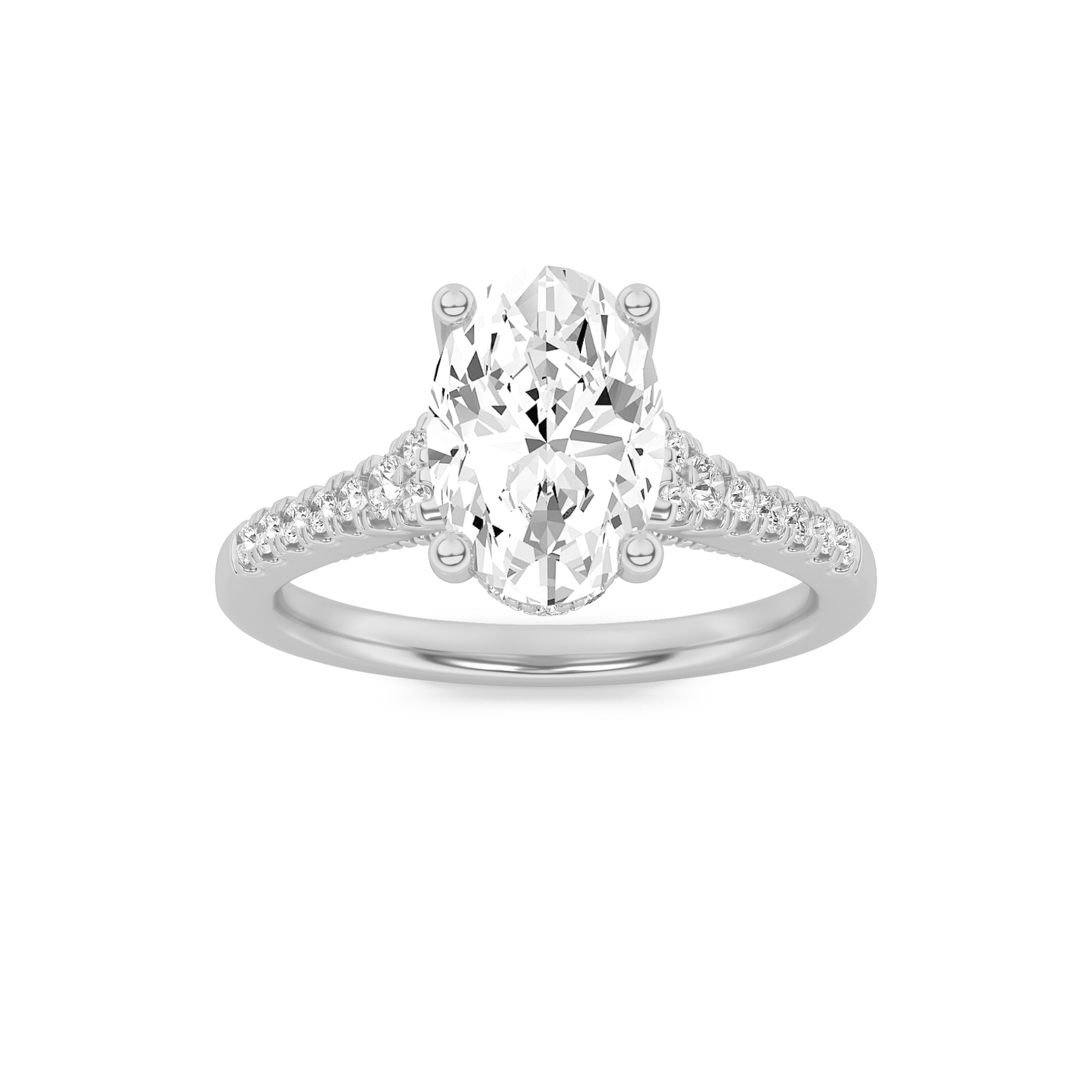 1.50 CT Oval Diamond Ring in 14K White Gold