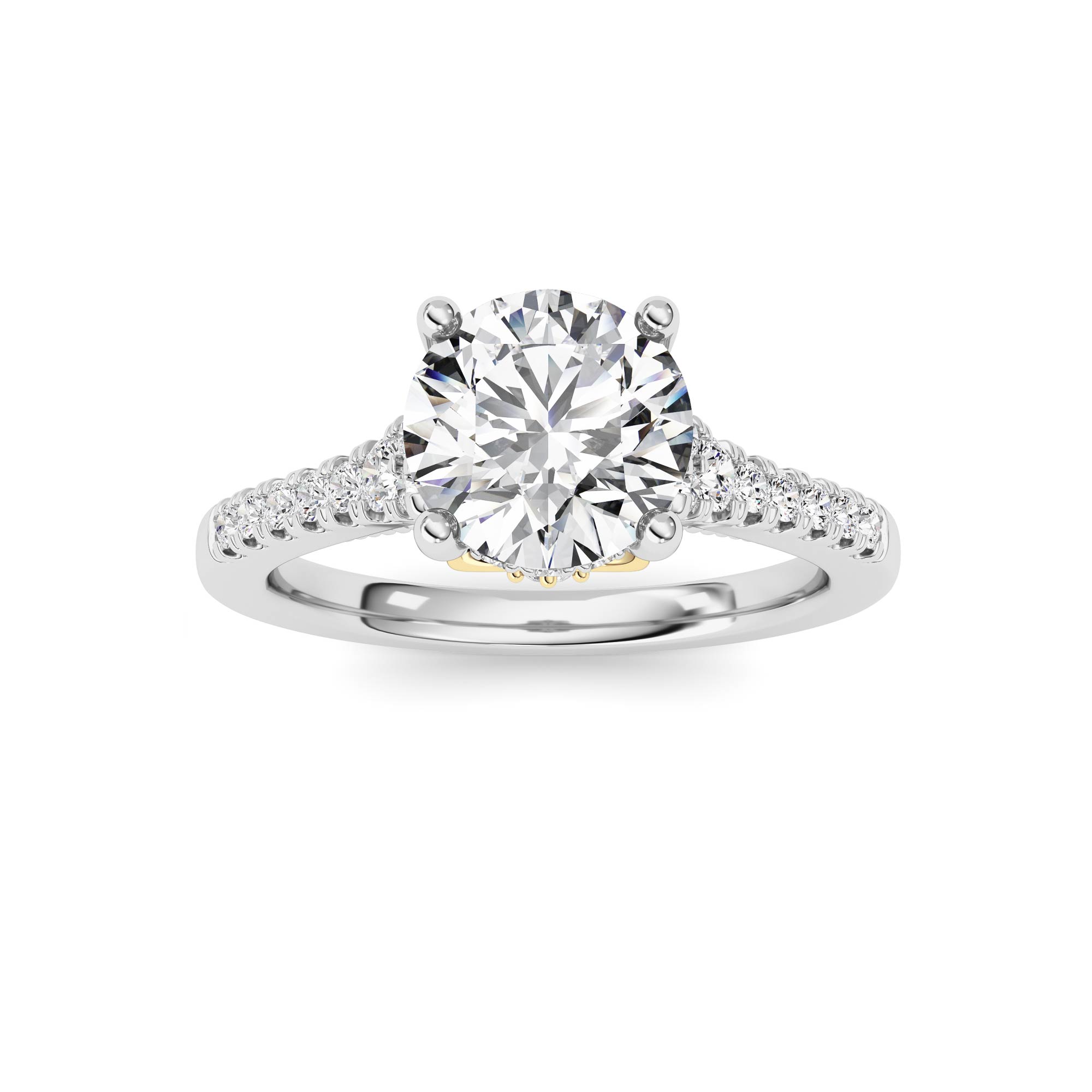 1.50 CT Round Diamond Ring in 14K White Gold|14K Yellow Gold