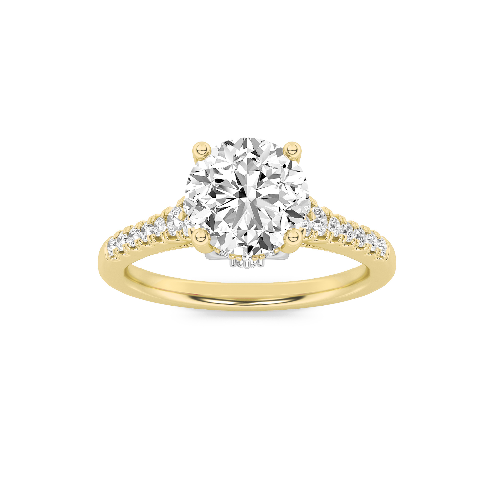 1.50 CT Round Diamond Ring in 14K Yellow Gold|14K White Gold
