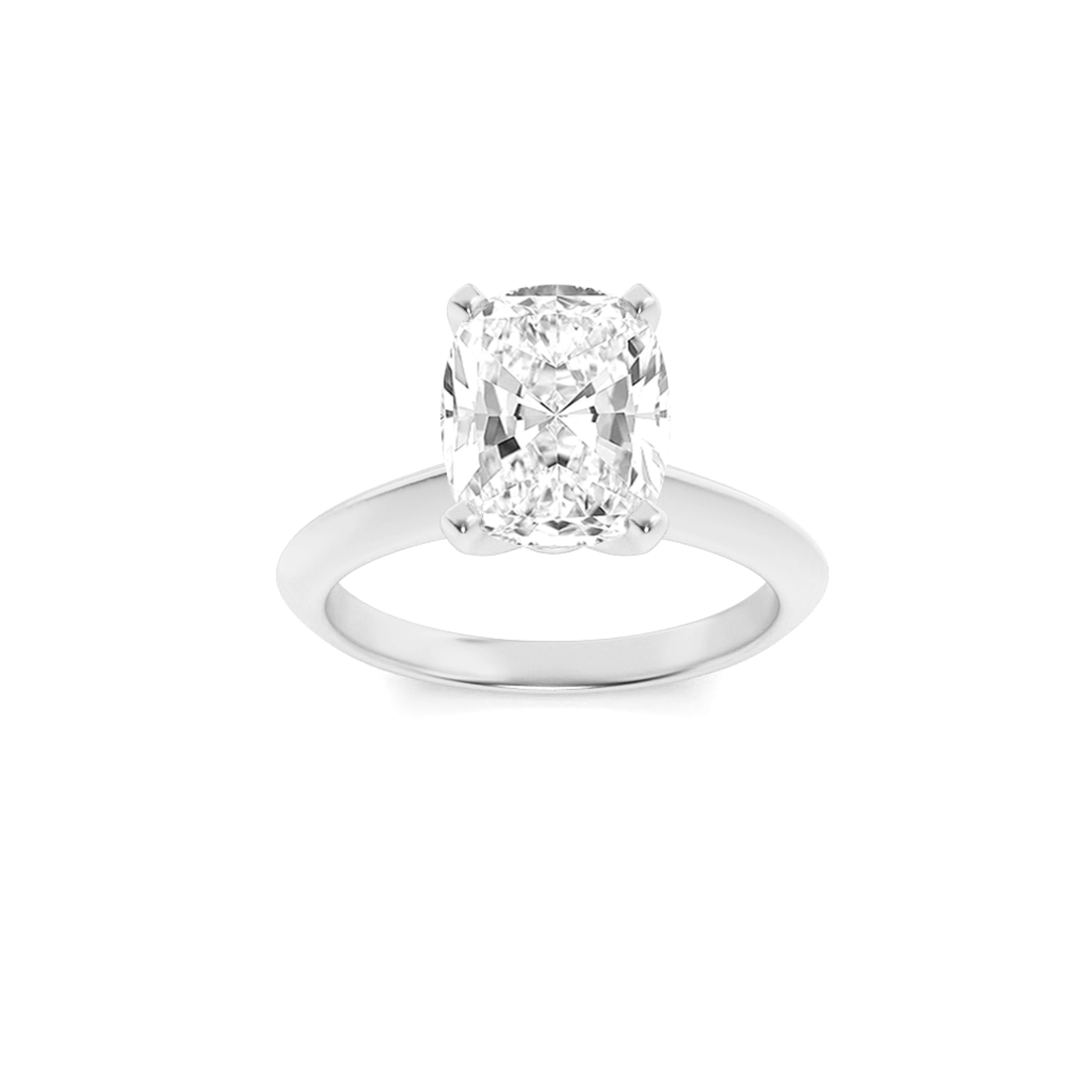 2.5Cttw Elongated Cushion Shaped Lab Grown Diamond (F/VS) Knife Edge Shank Solitaire Engagement Ring in 14K Gold