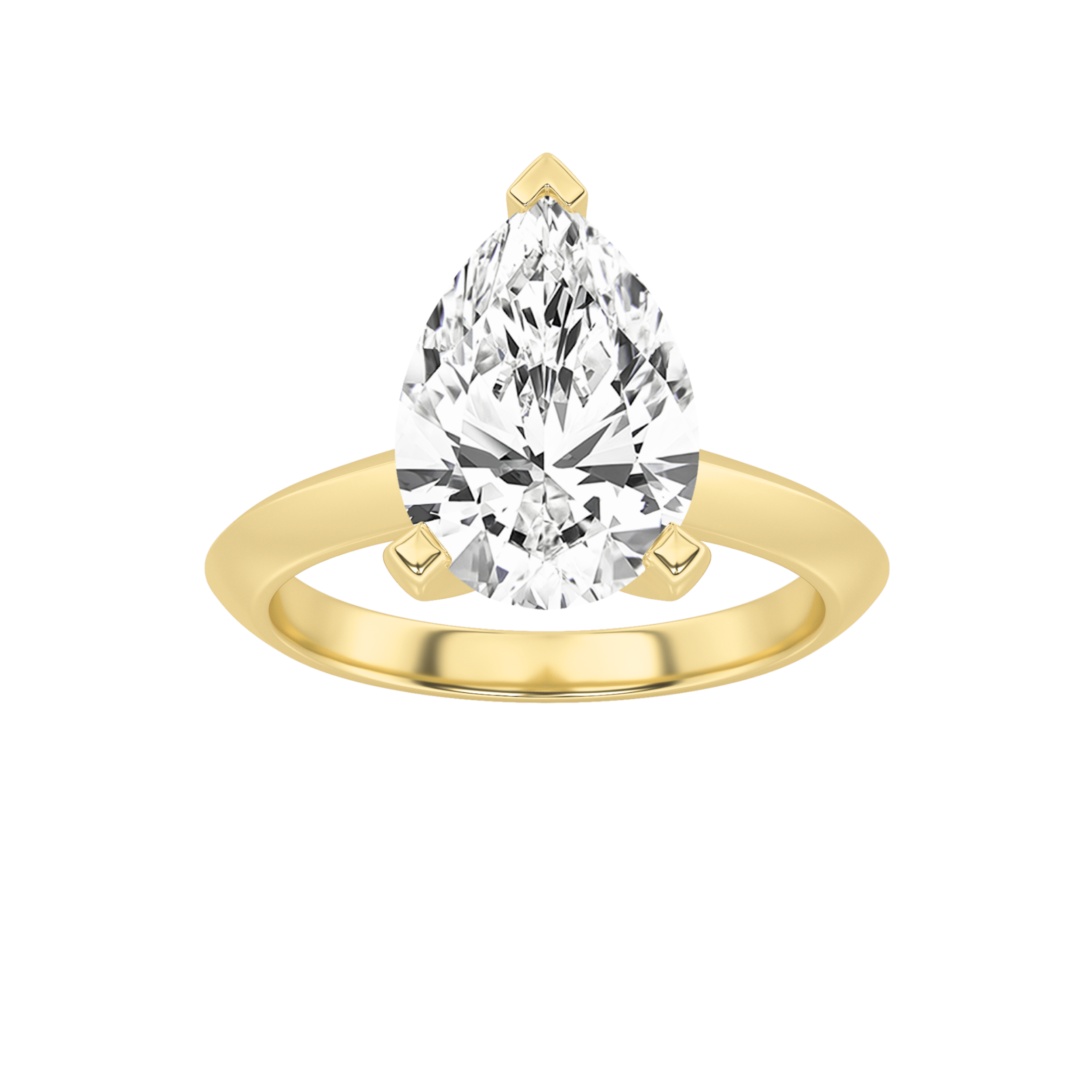 2.00 CT Pear Diamond Ring in 14K Yellow Gold