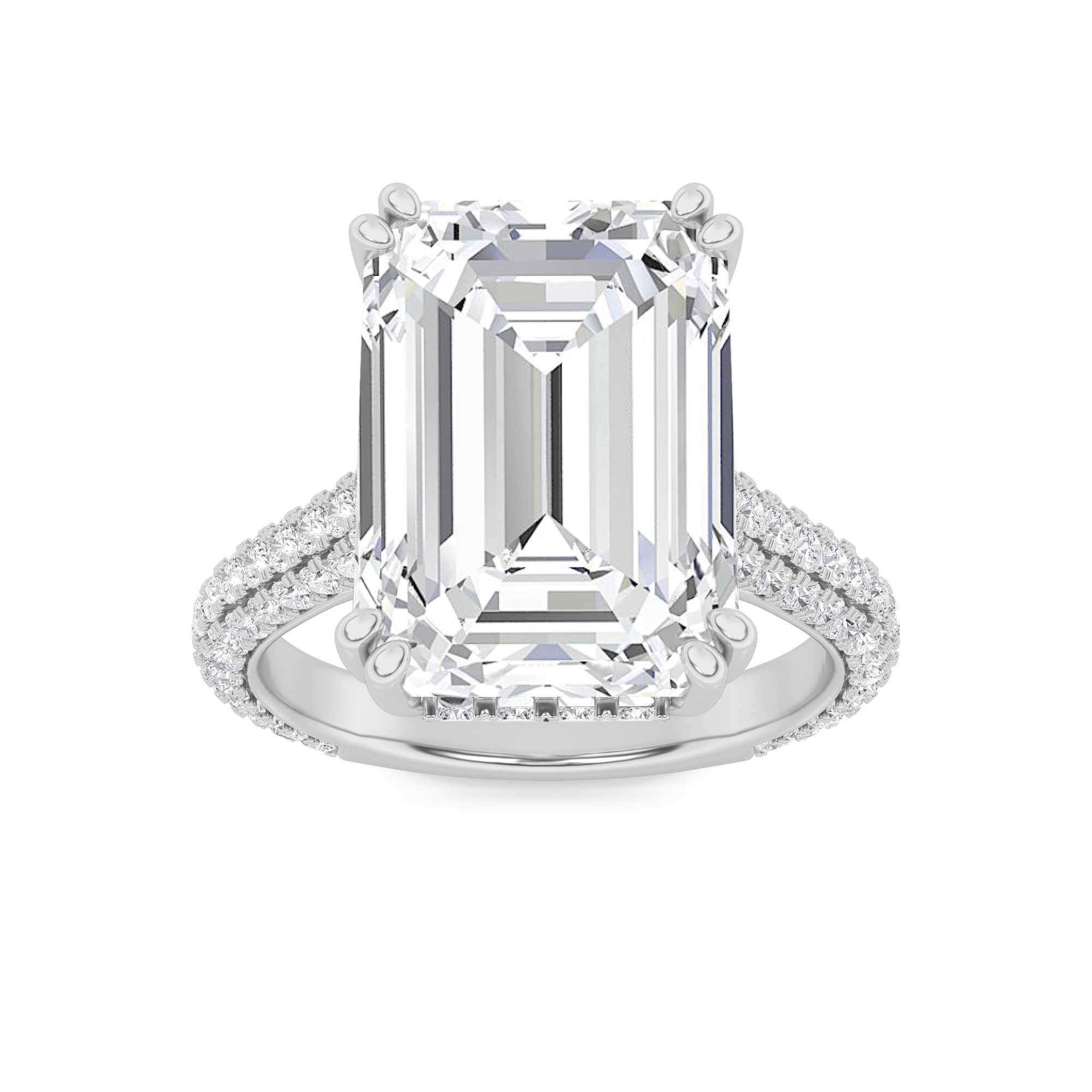 8.00 CT Emerald Diamond Ring in 14K White Gold