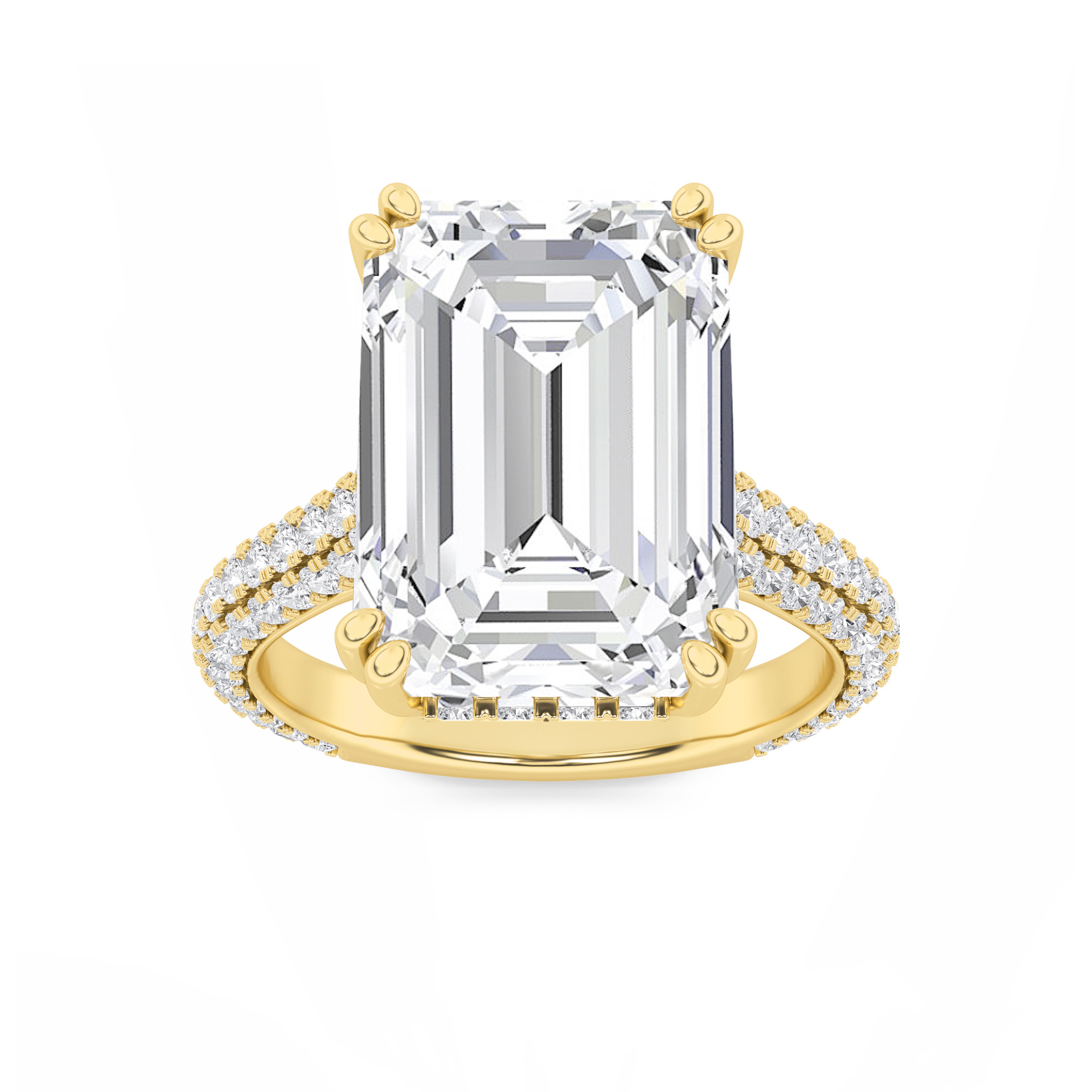 8.00 CT Emerald Diamond Ring in 14K Yellow Gold