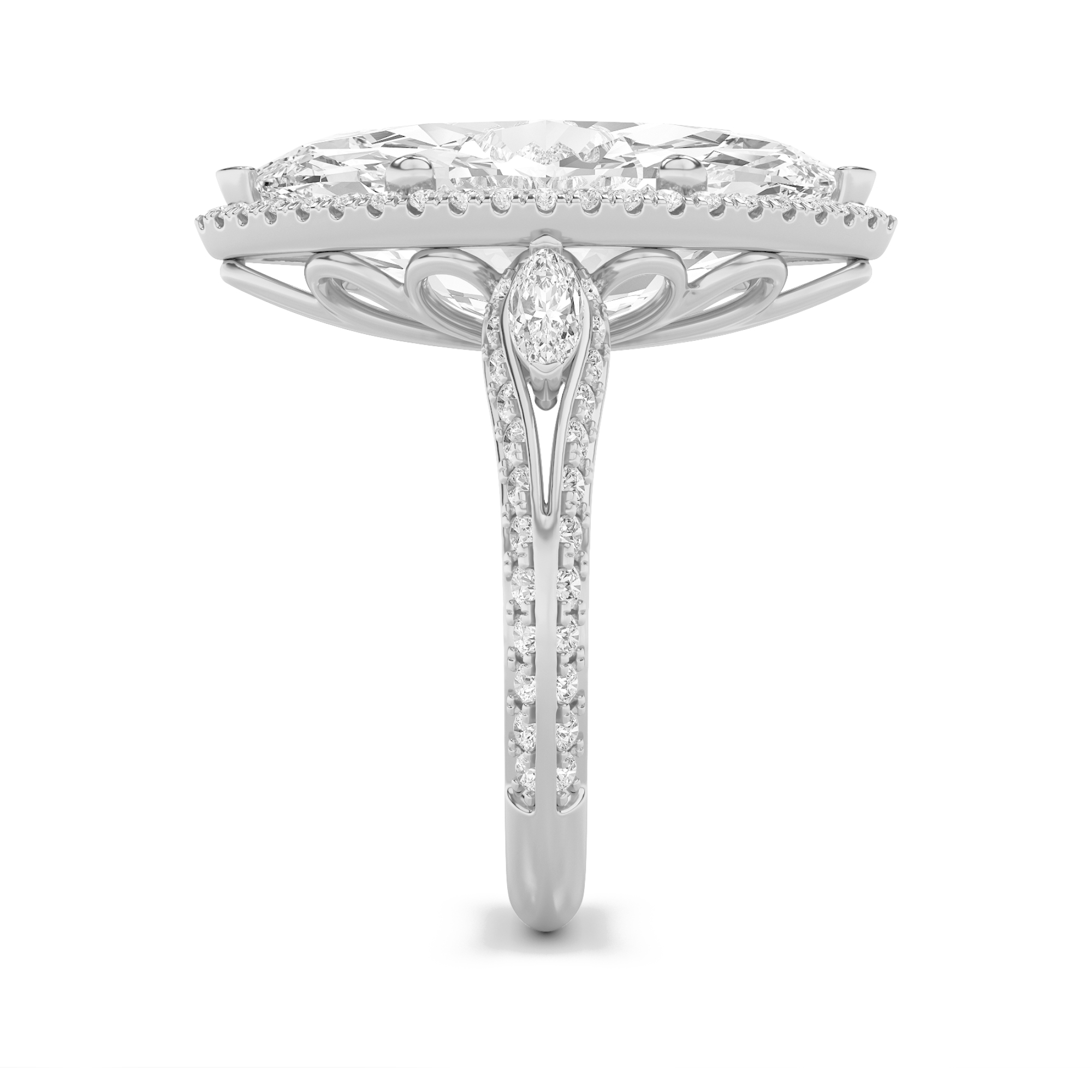 Three Stone Marquise Statement Engagement Ring view 5