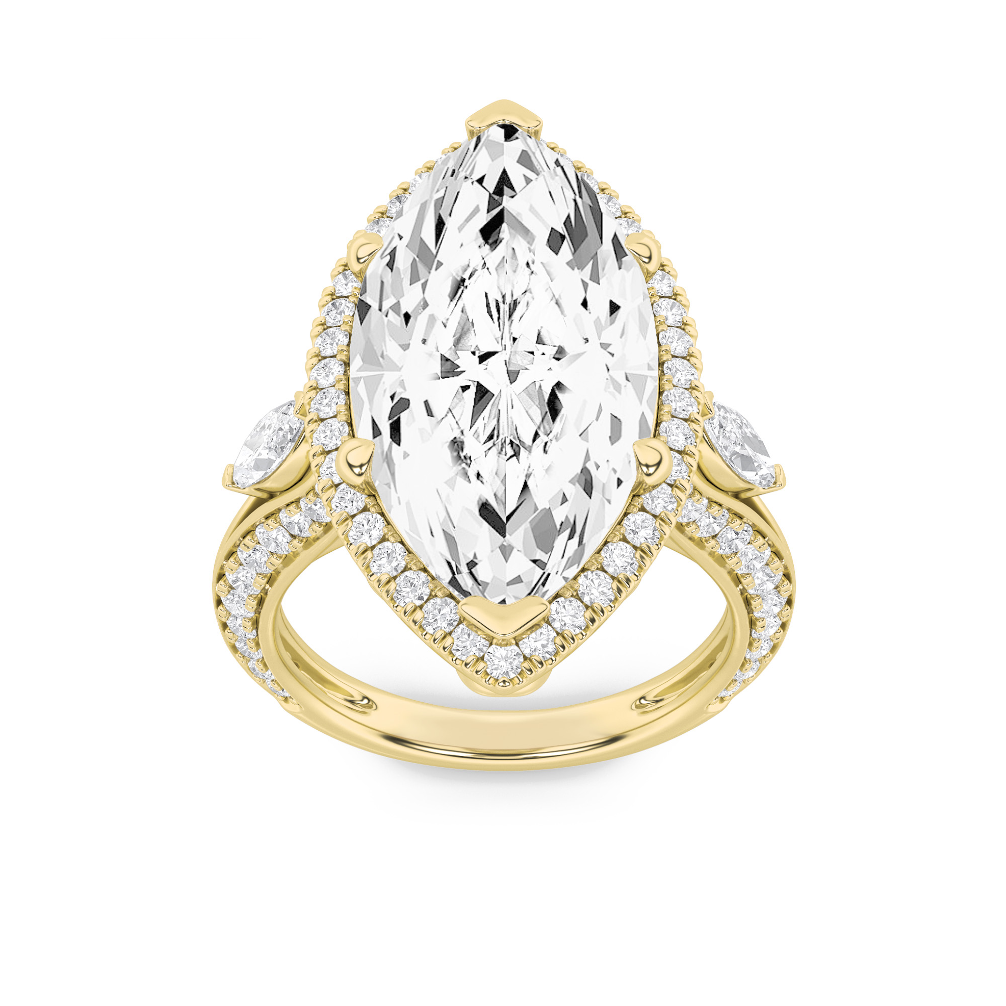 9.00 CT Marquise Diamond Ring in 14K Yellow Gold