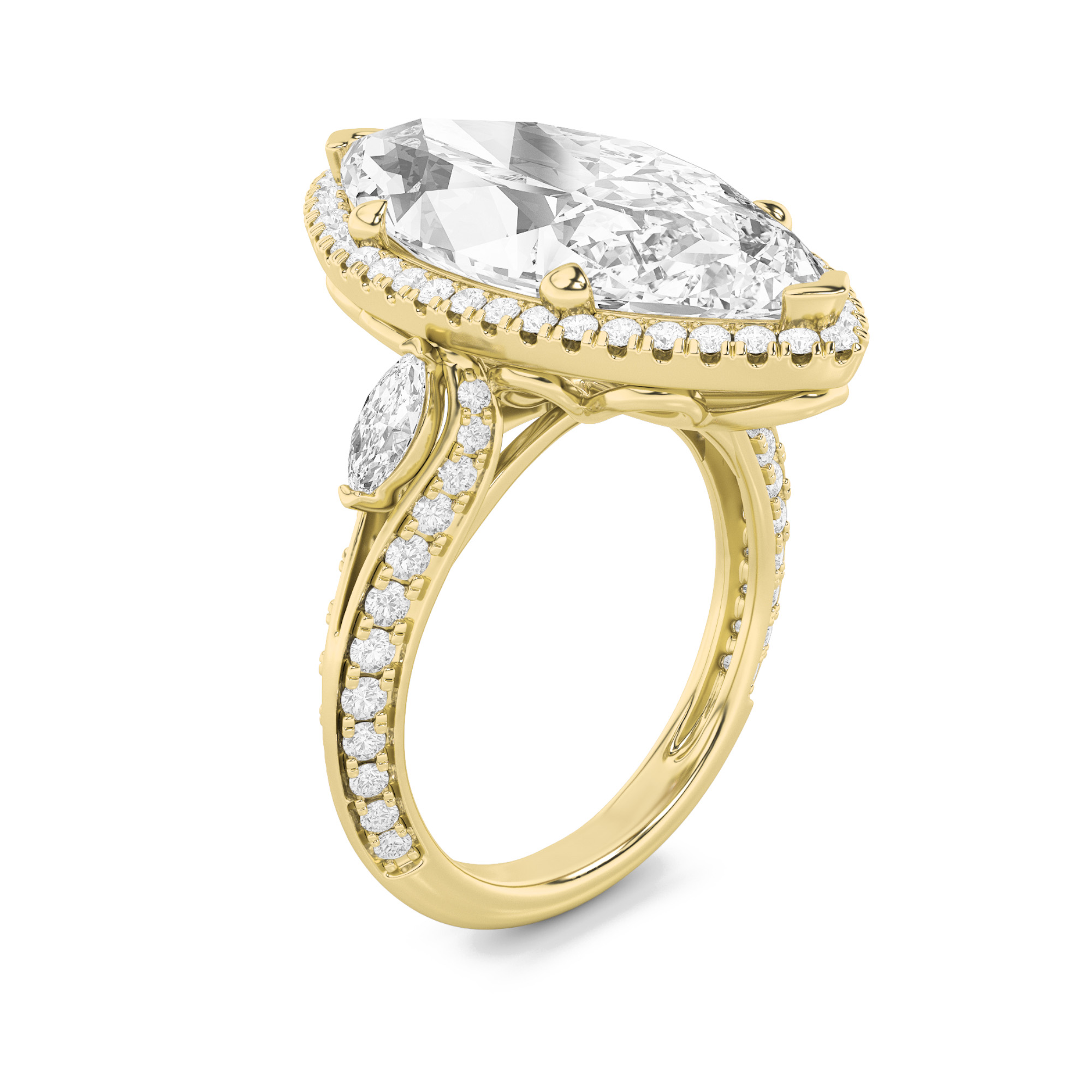 Three Stone Marquise Statement Engagement Ring view 3