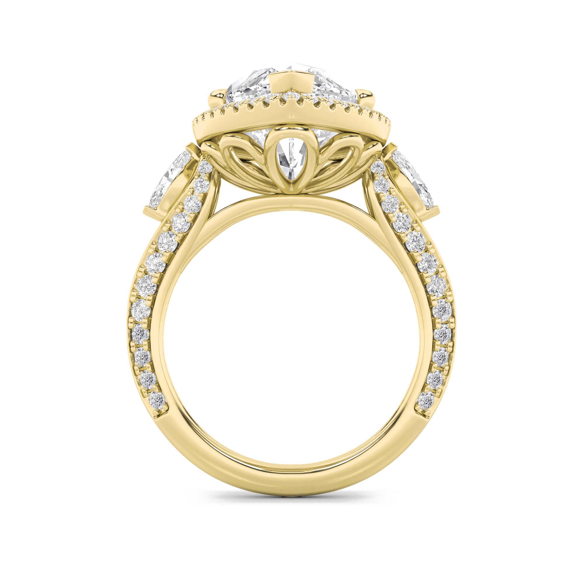 Three Stone Marquise Statement Engagement Ring view 4