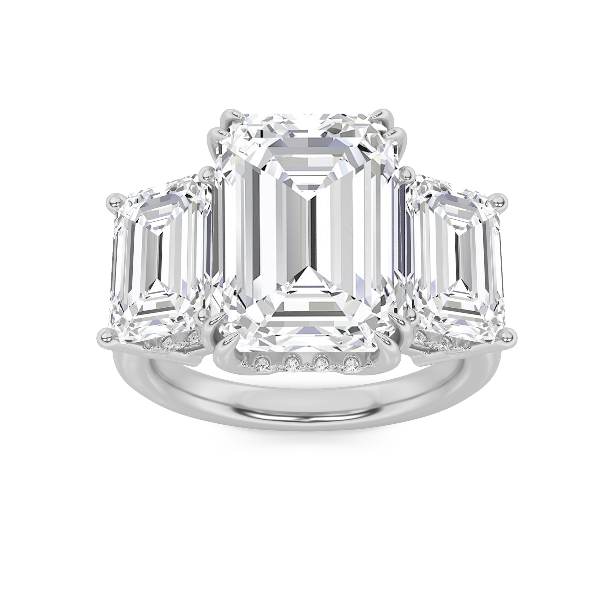 8.25 CT Emerald Diamond Ring in 14K White Gold