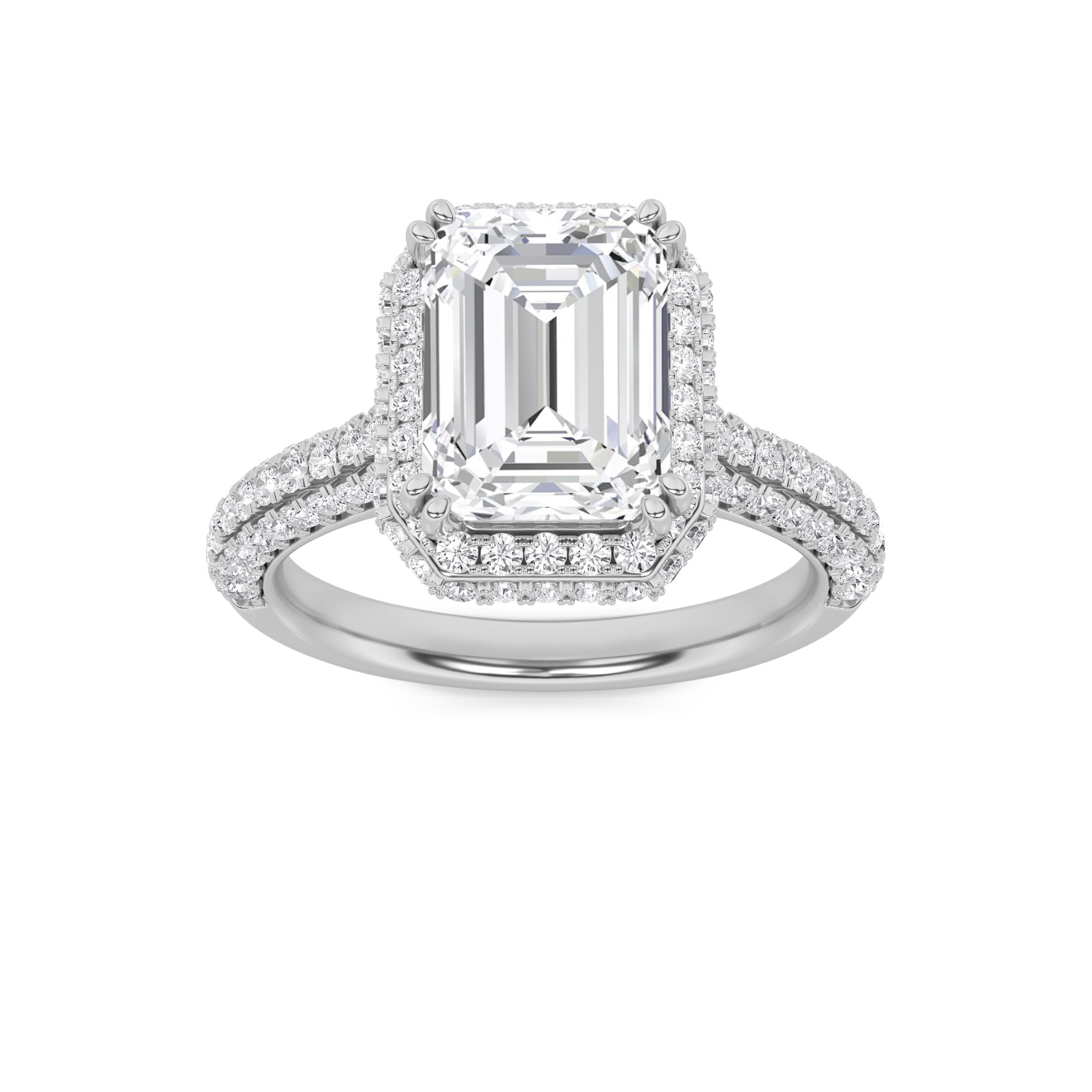 3.00 CT Emerald Diamond Ring in 14K White Gold