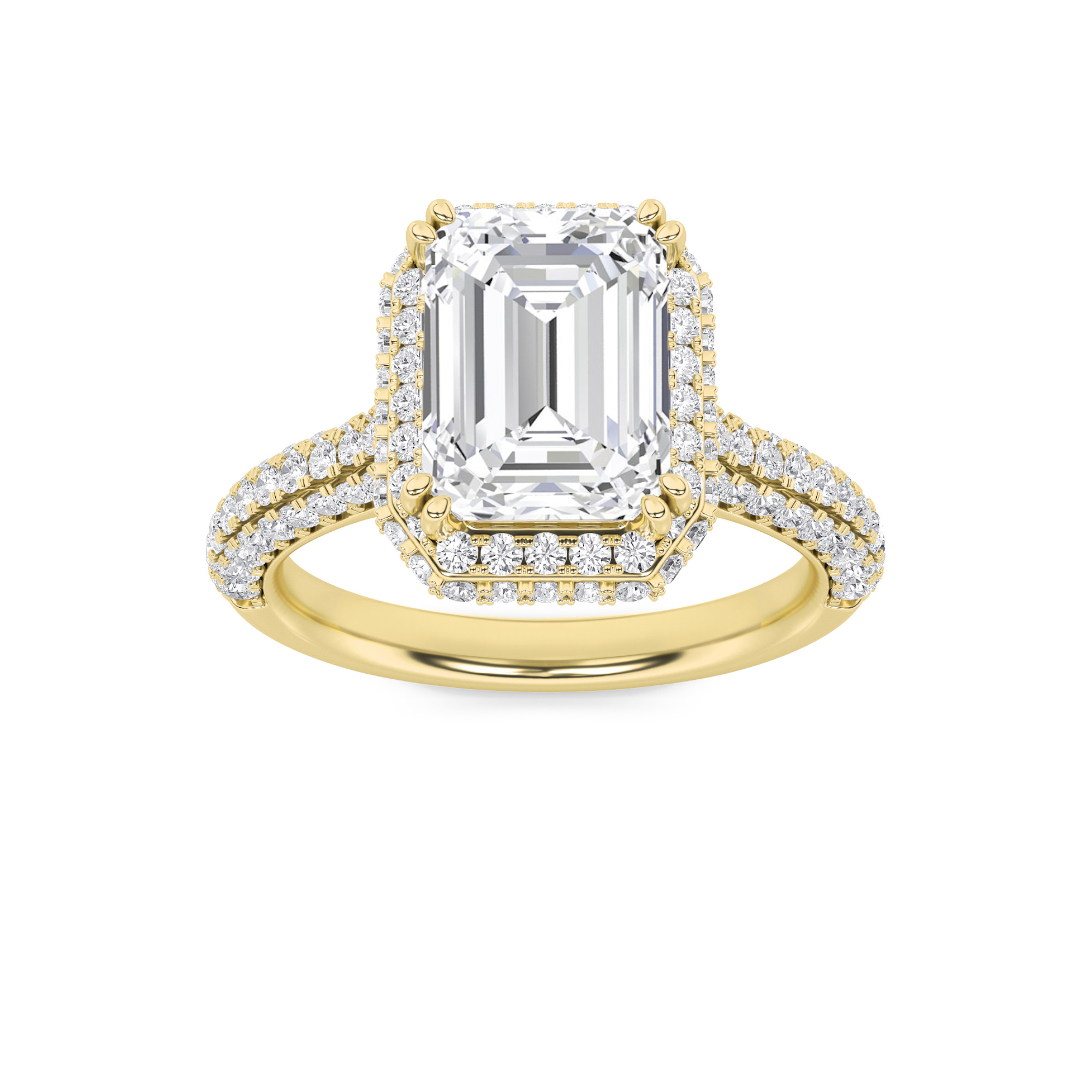 3.00 CT Emerald Diamond Ring in 14K Yellow Gold