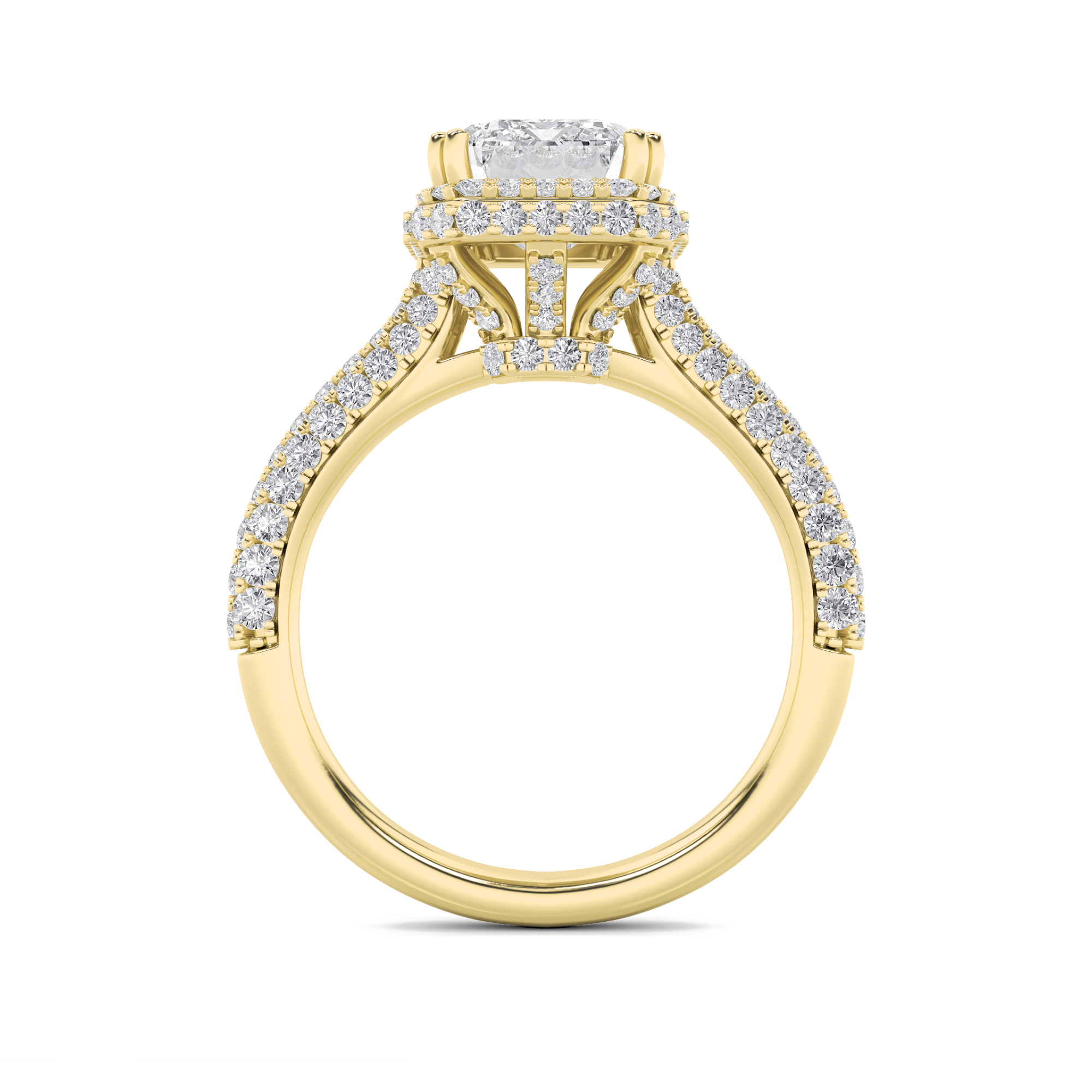 Halo Accented Engagement Ring  with Oval Shaped Lab Grown Diamond (F/VS) in 14K Gold view 4