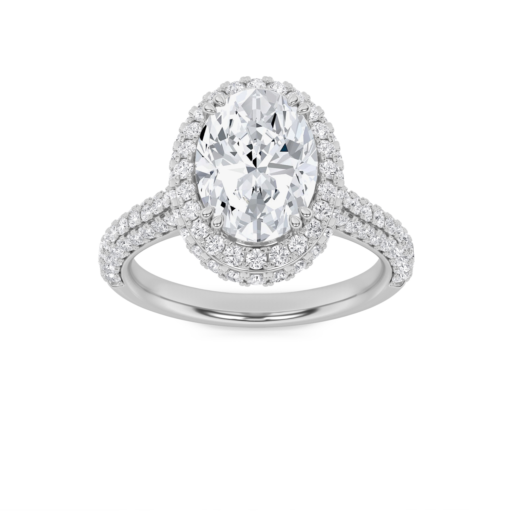 3.00 CT Oval Diamond Ring in 14K White Gold