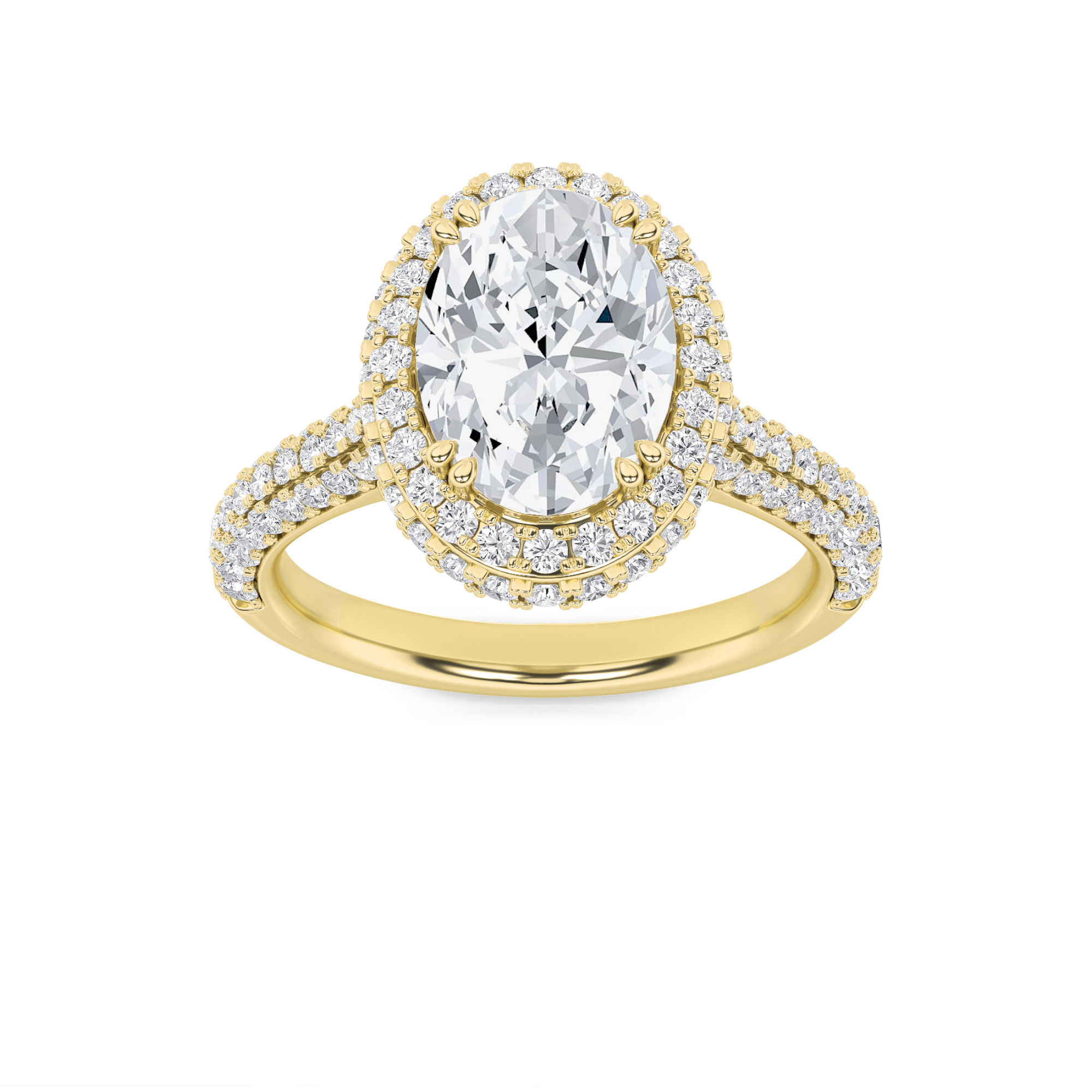 3.00 CT Oval Diamond Ring in 14K Yellow Gold