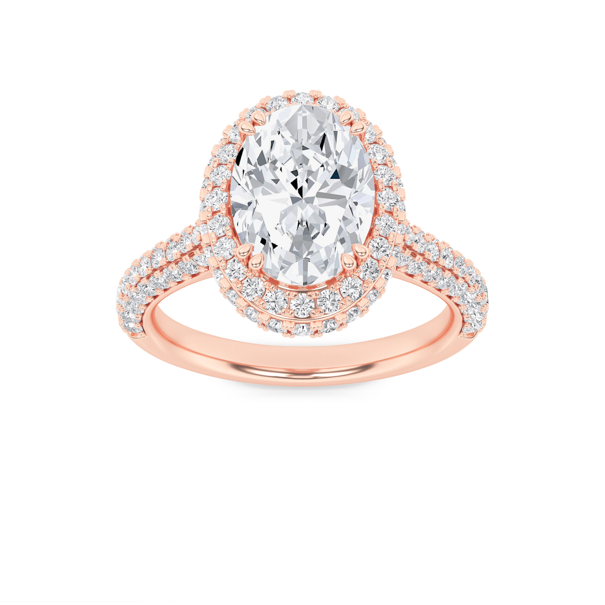 3.00 CT Oval Diamond Ring in 14K Rose Gold