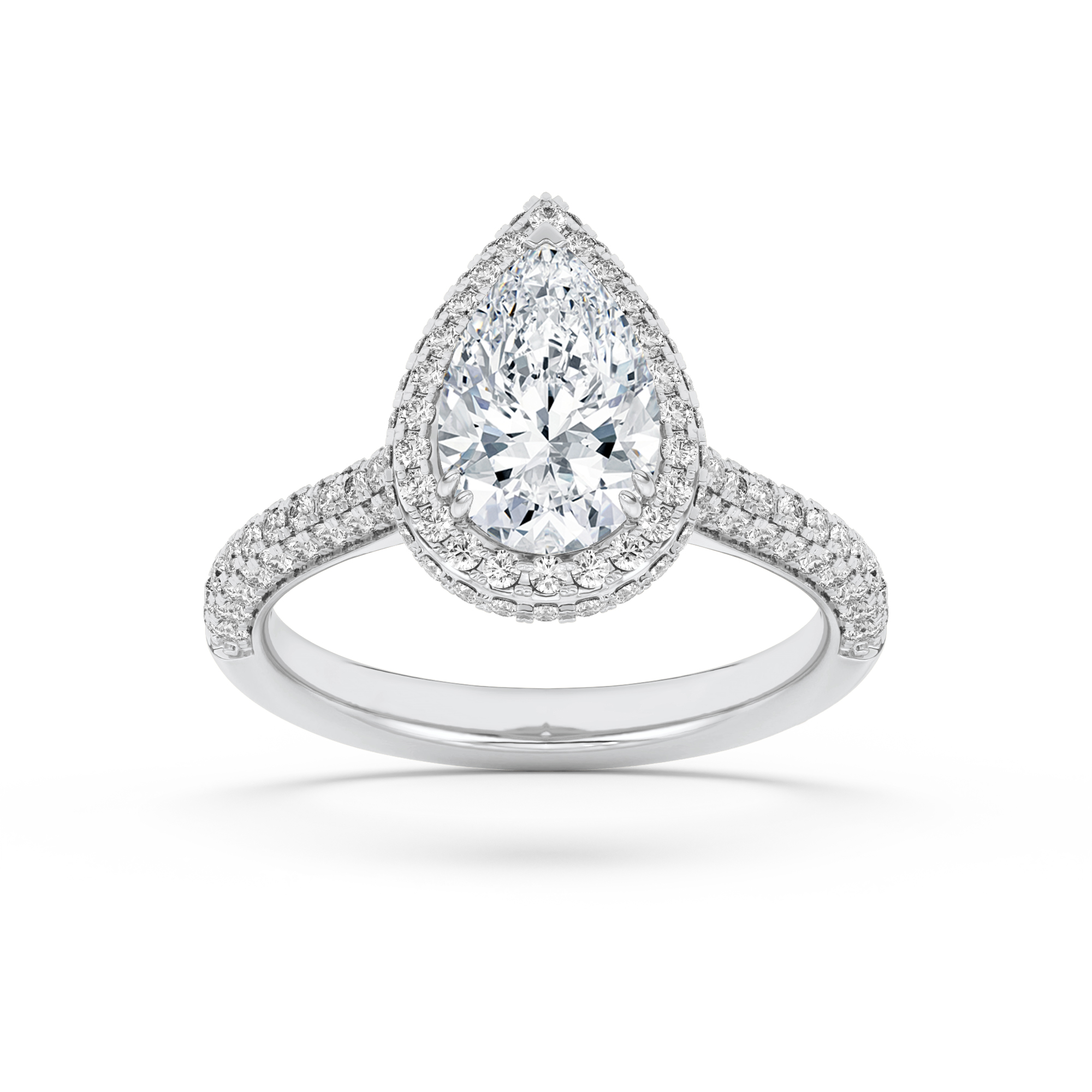 3.00 CT Pear Diamond Ring in 14K White Gold