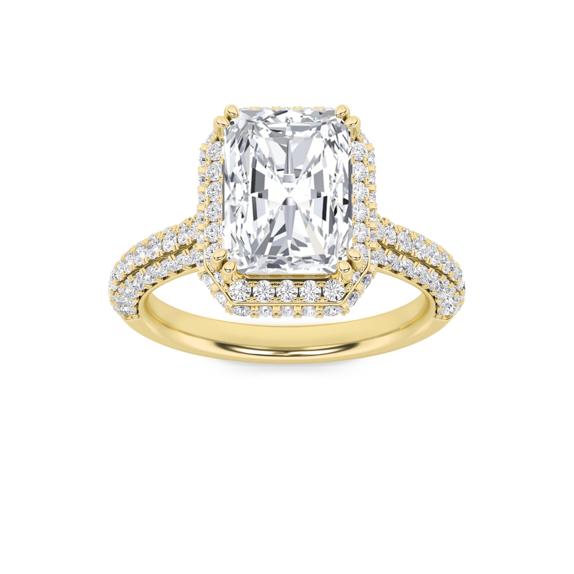 3Cttw Radiant Shaped Lab Grown Diamond (F/VS)  Ring in 14K Gold