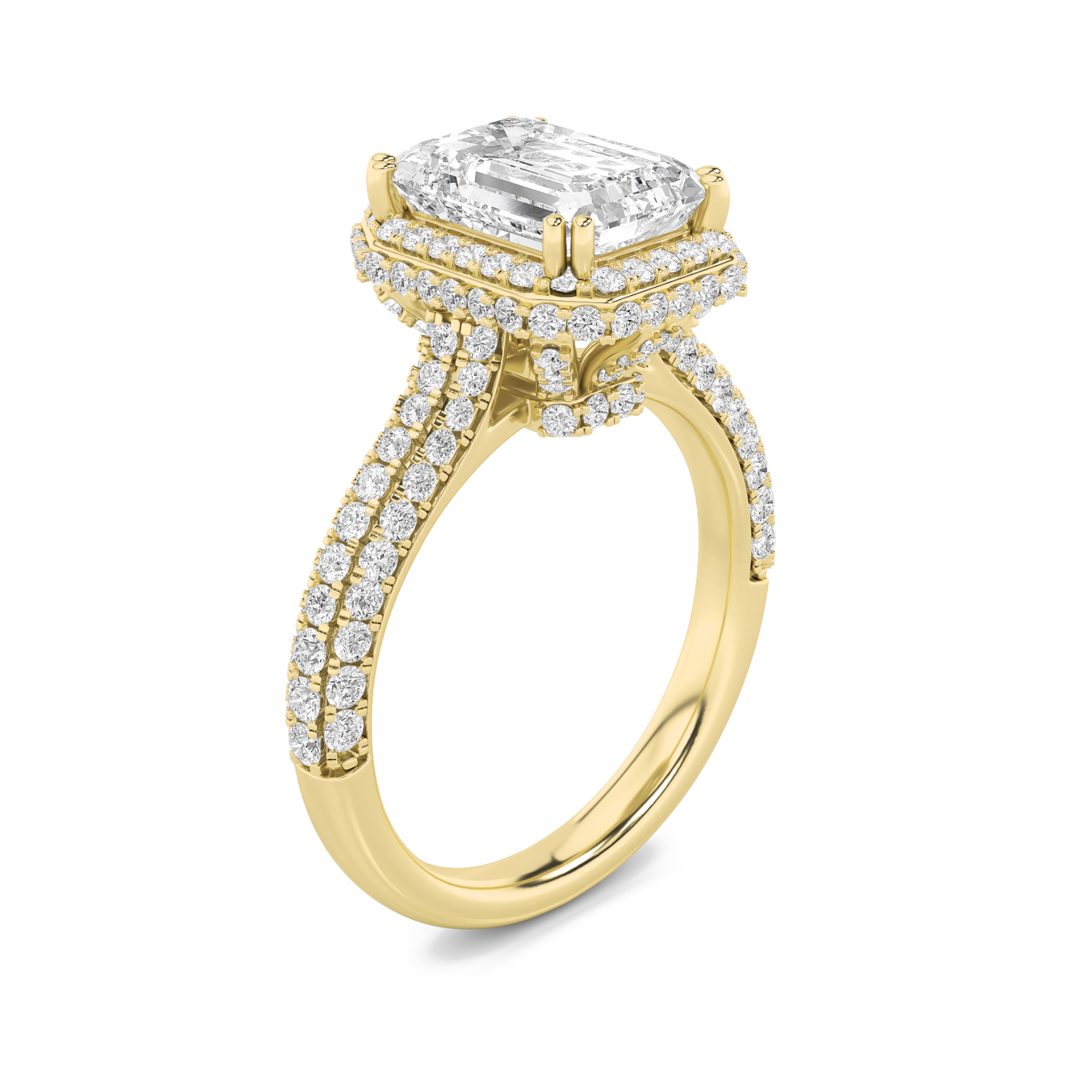 Halo Accented Engagement Ring  with Oval Shaped Lab Grown Diamond (F/VS) in 14K Gold view 3