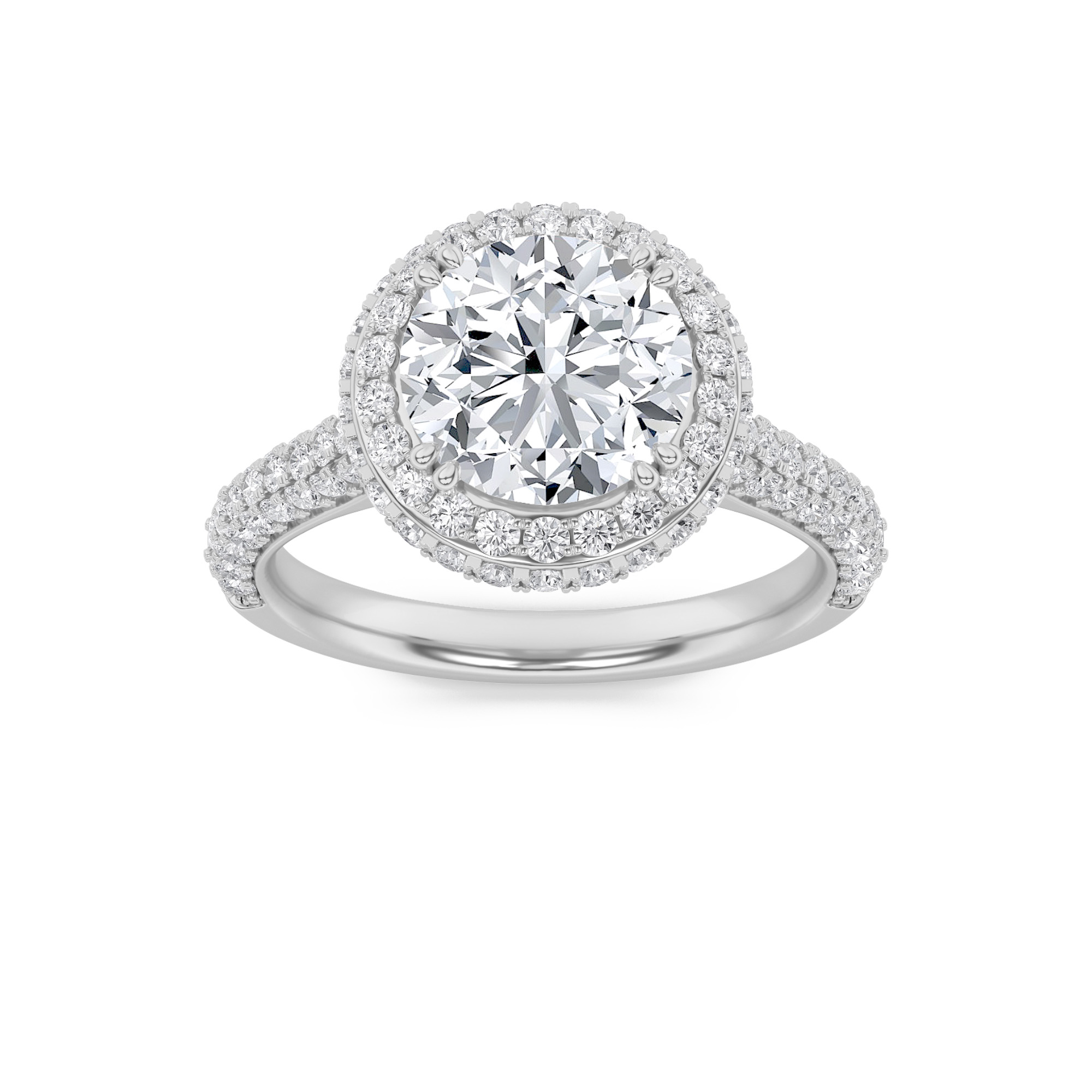 3.00 CT Round Diamond Ring in 14K White Gold