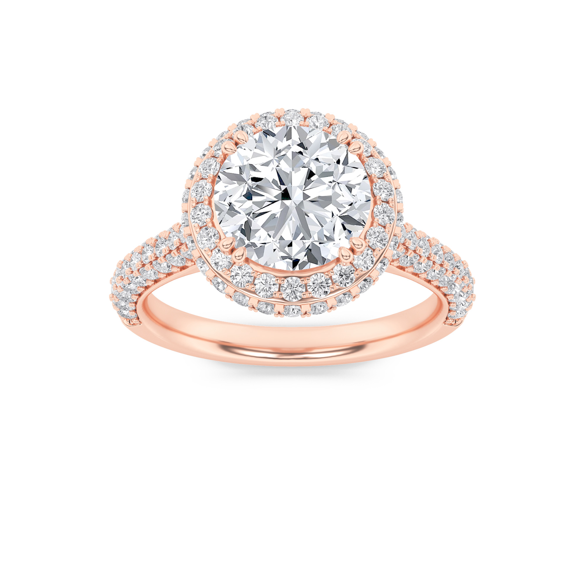 3.00 CT Round Diamond Ring in 14K Rose Gold