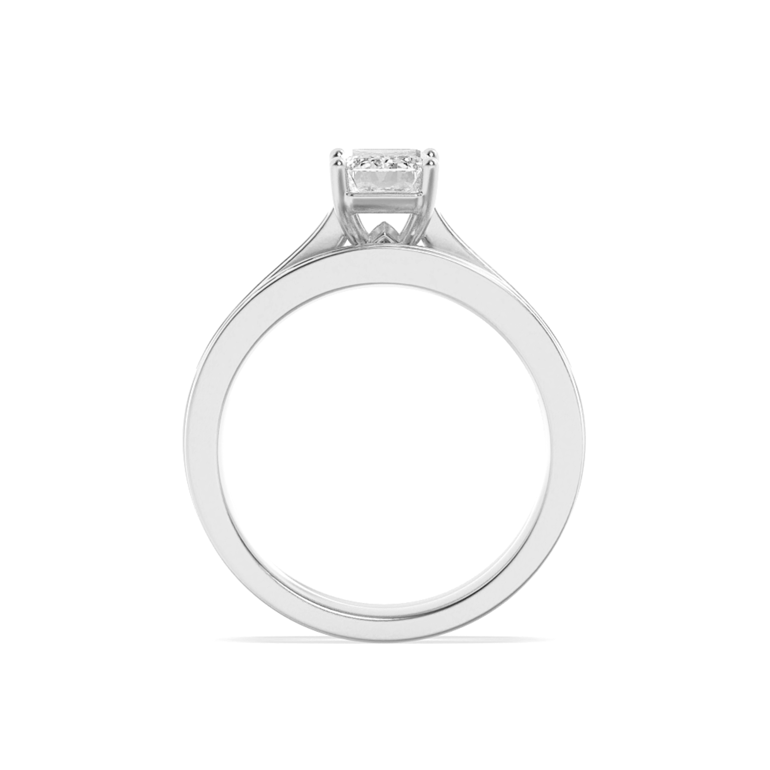 Channel Set Bridal Engagement Ring  with Emerald Shaped Lab Grown Diamond (F/VS) in 14K Gold view 4