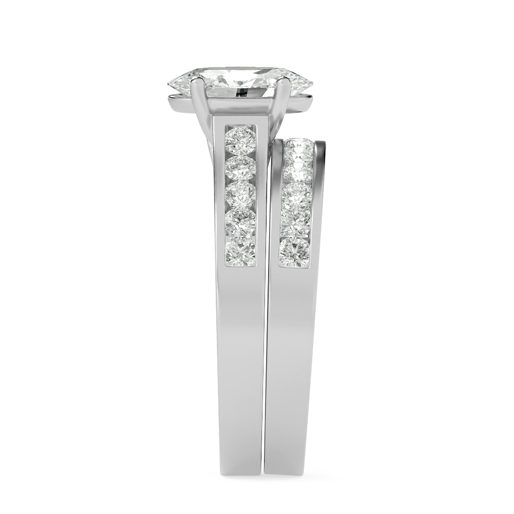 Channel Set Bridal Engagement Ring  with Emerald Shaped Lab Grown Diamond (F/VS) in 14K Gold view 5