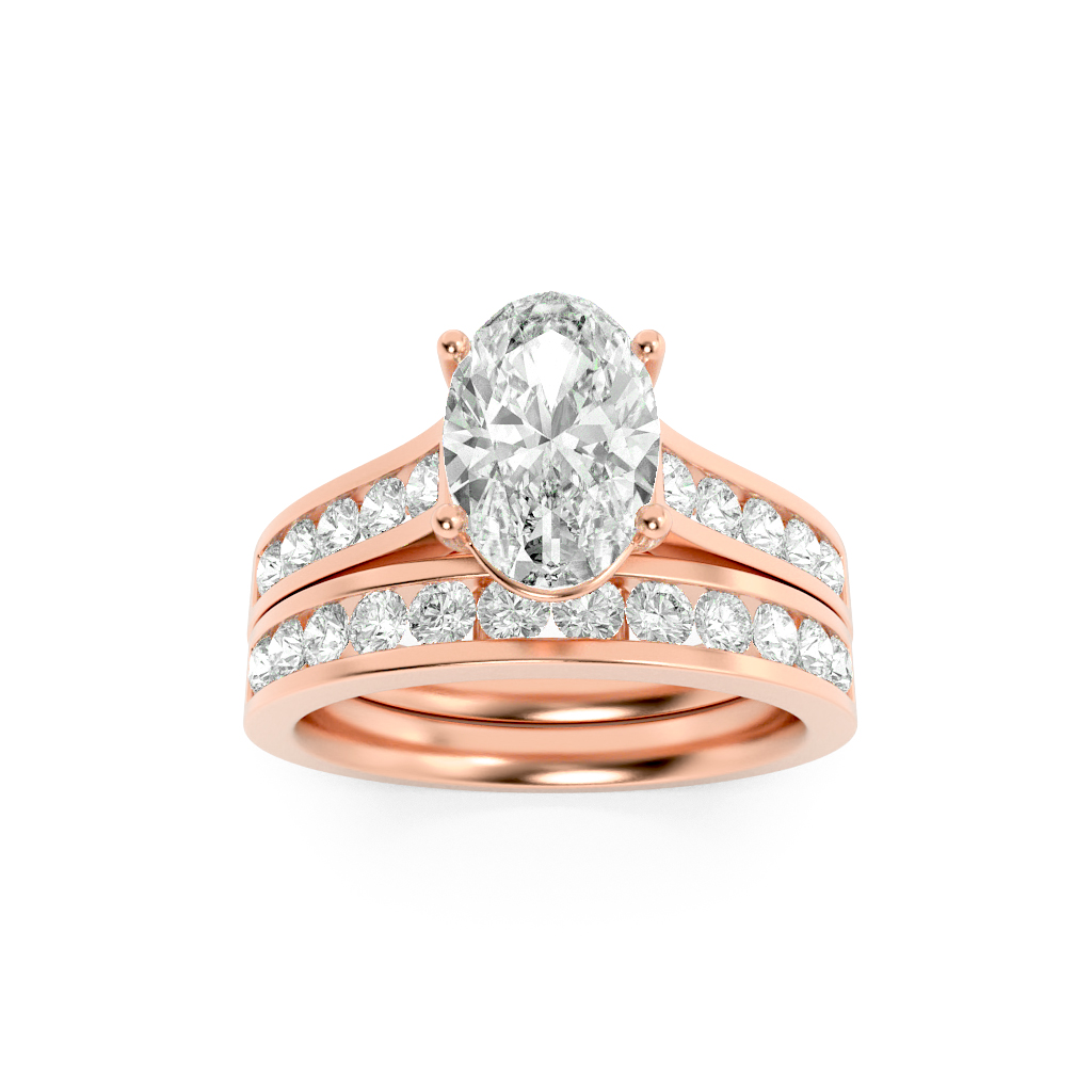 2.00 CT Oval Diamond Ring in 14K Rose Gold