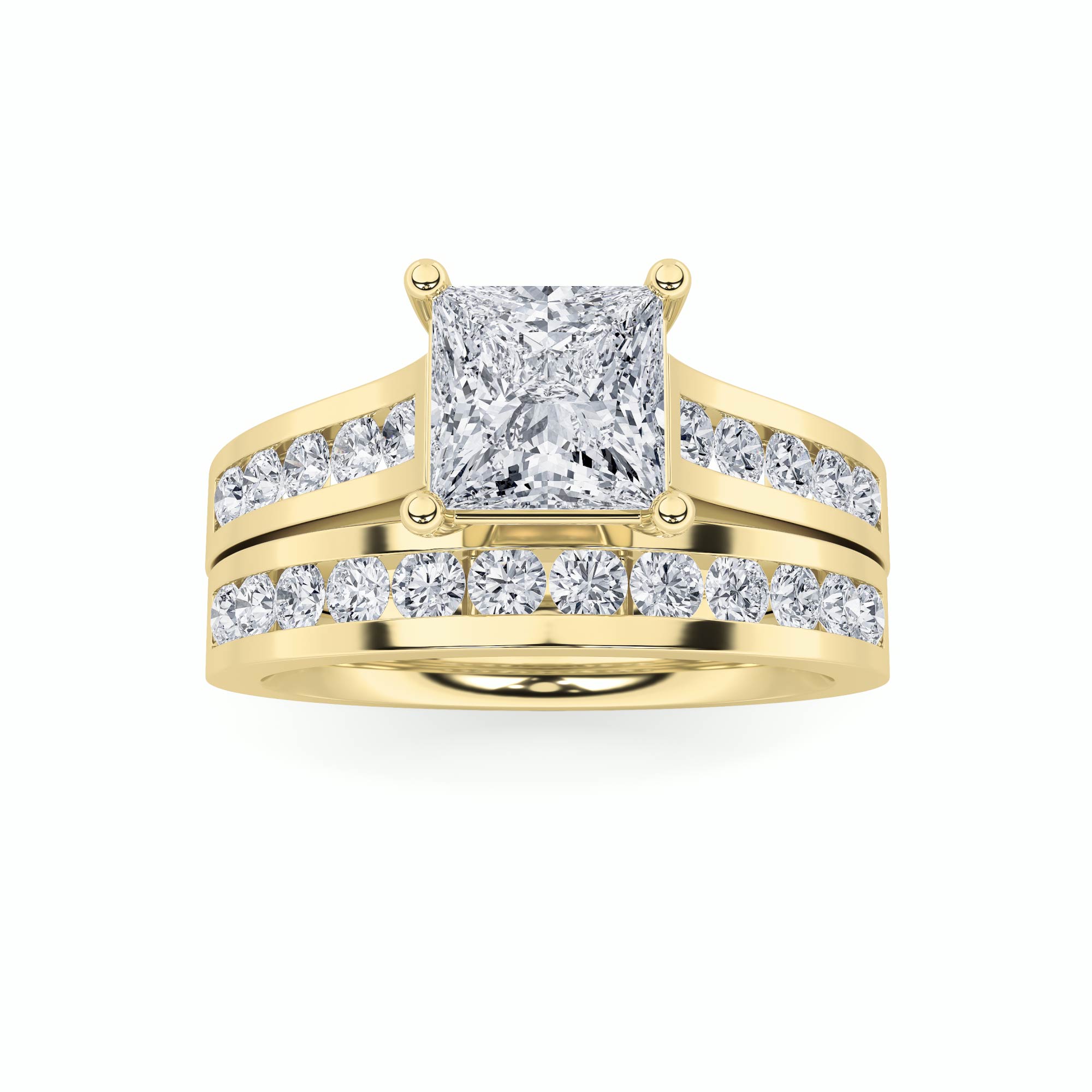 2.00 CT Princess Diamond Ring in 14K Yellow Gold