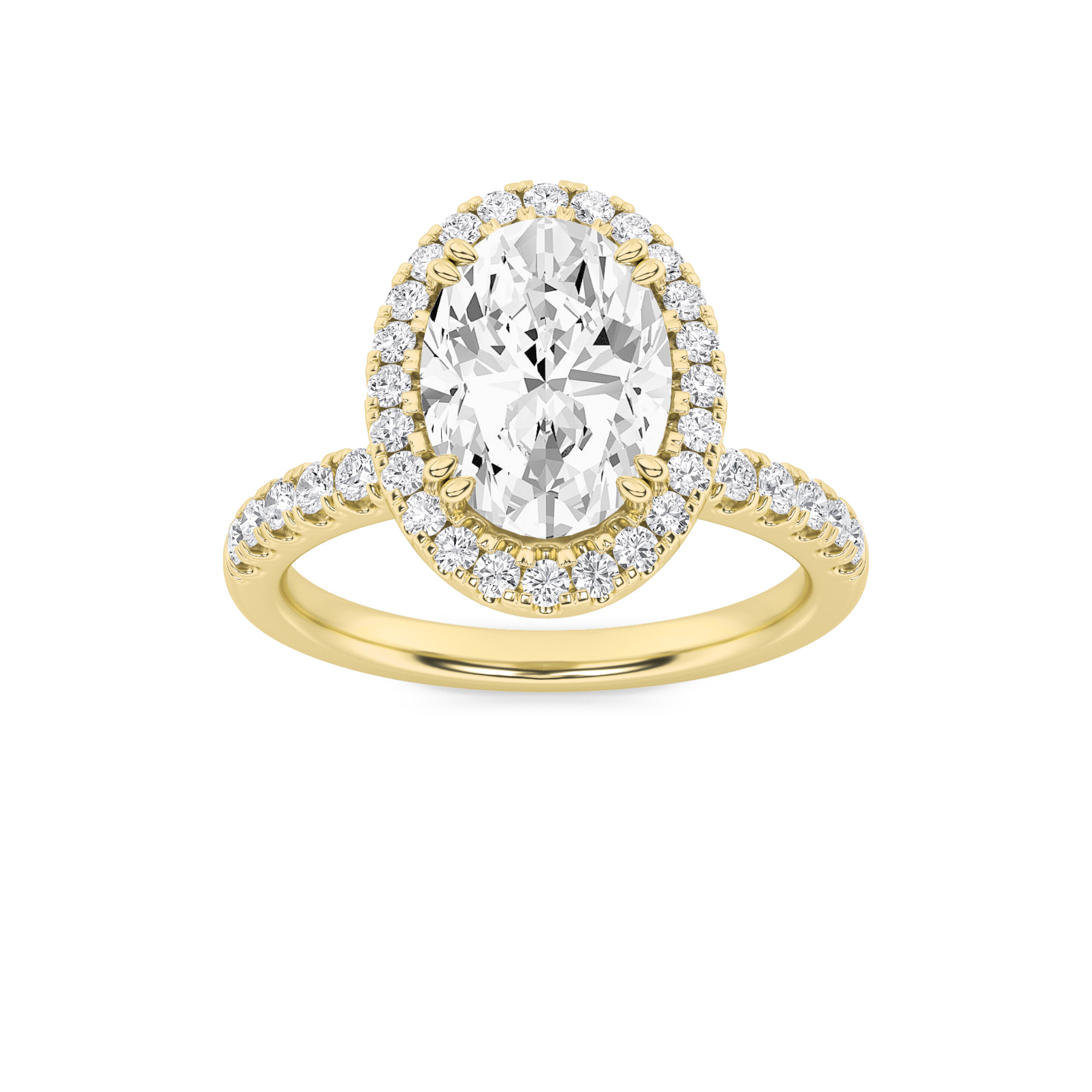 3.00 CT Oval Diamond Ring in 14K Yellow Gold