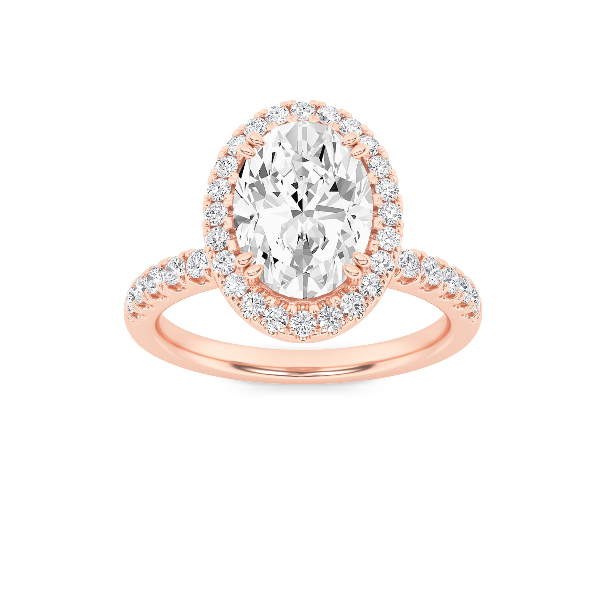 3.00 CT Oval Diamond Ring in 14K Rose Gold