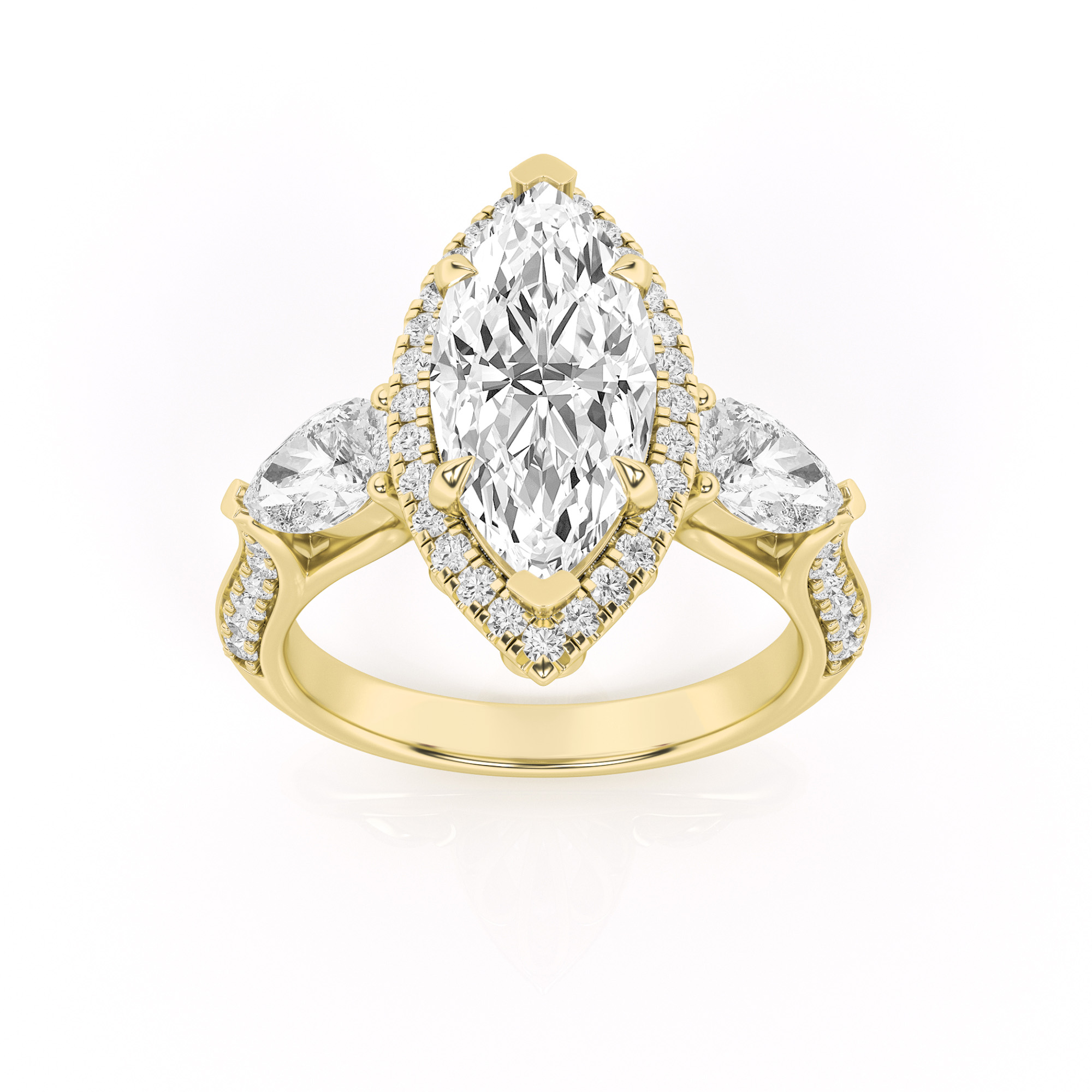 3.00 CT Marquise Diamond Ring in 14K Yellow Gold