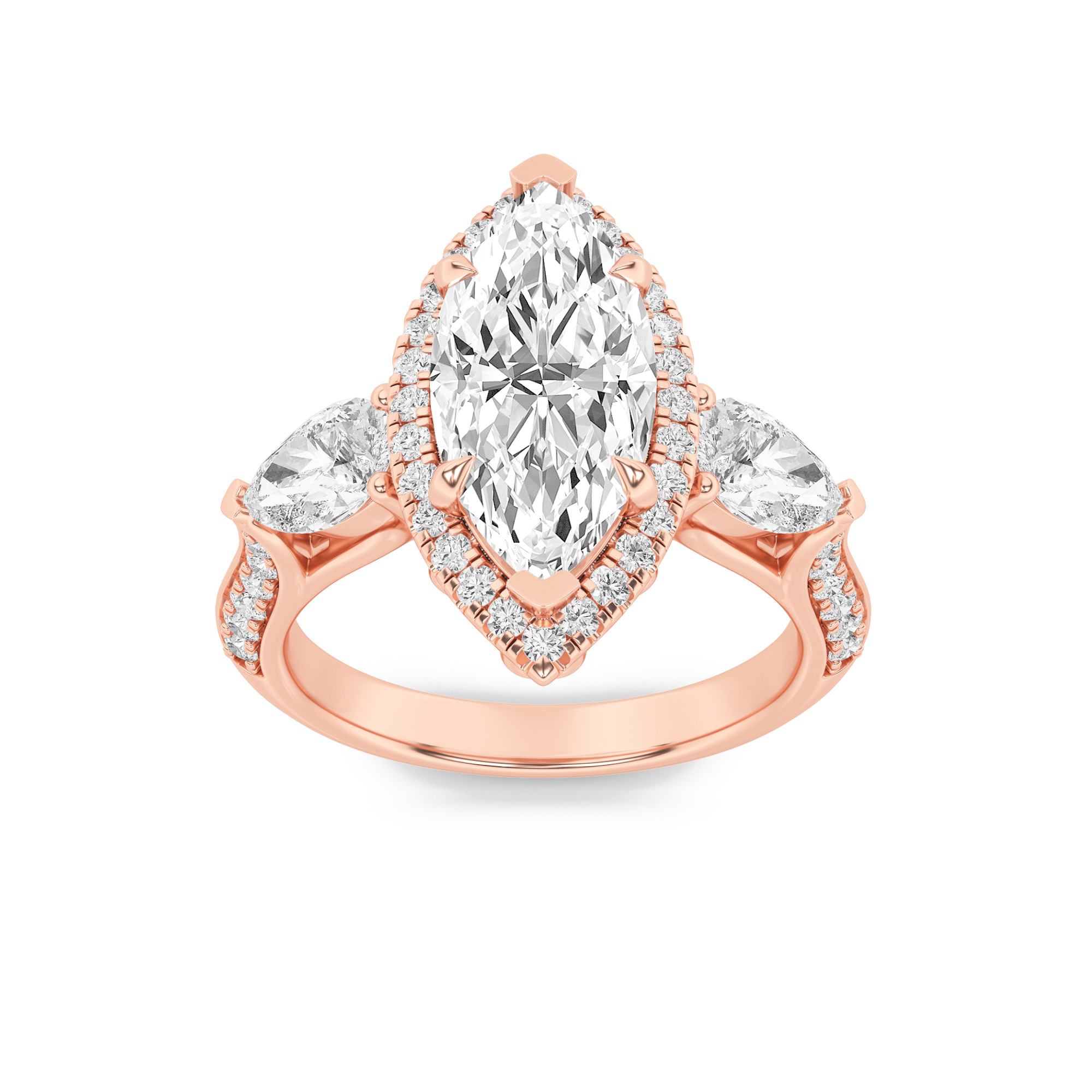 3.00 CT Marquise Diamond Ring in 14K Rose Gold