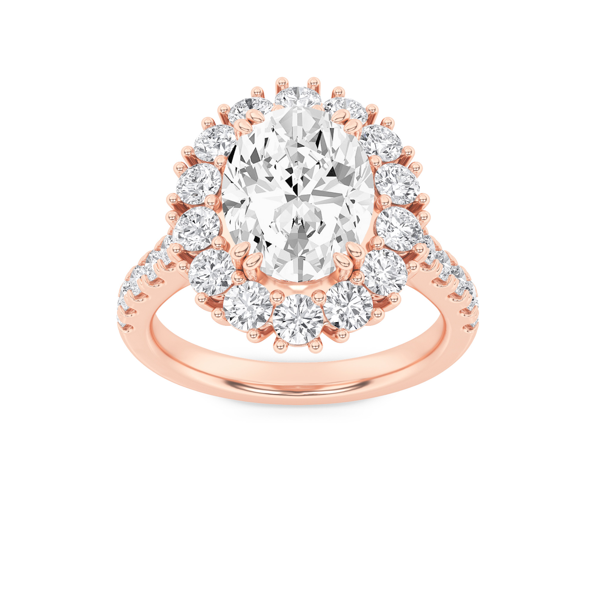 4.00 CT Oval Diamond Ring in 14K Rose Gold