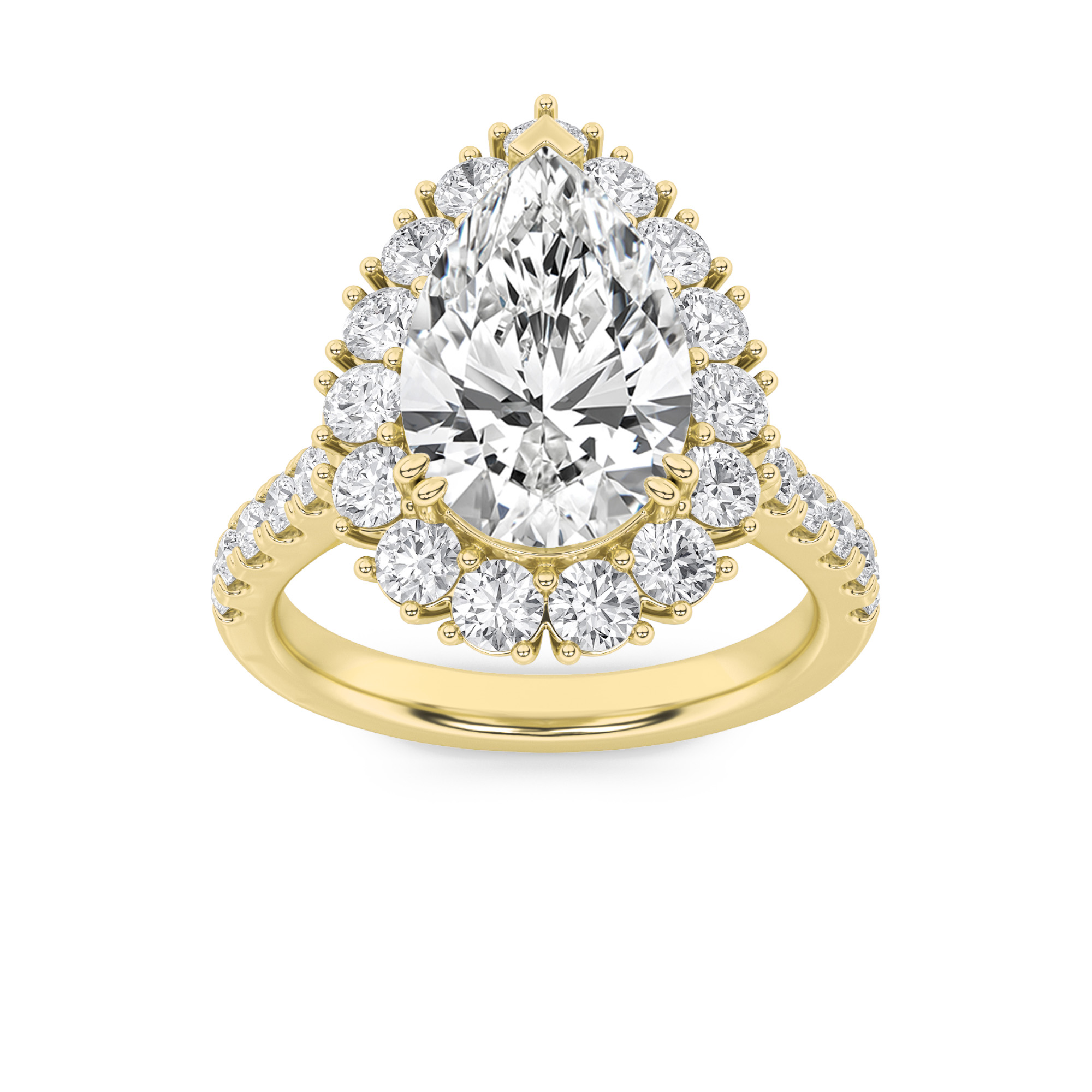 4.00 CT Pear Diamond Ring in 14K Yellow Gold