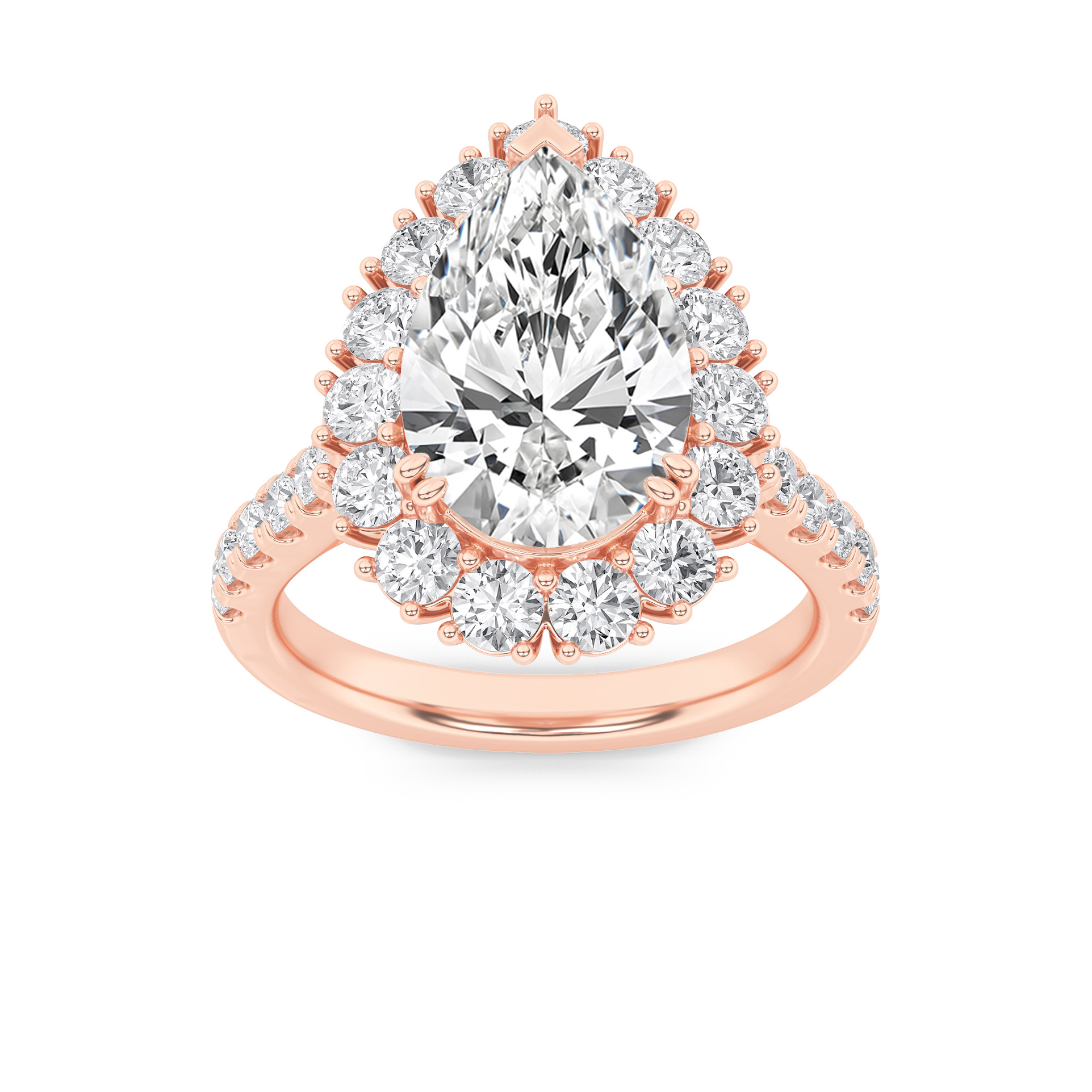 4.00 CT Pear Diamond Ring in 14K Rose Gold